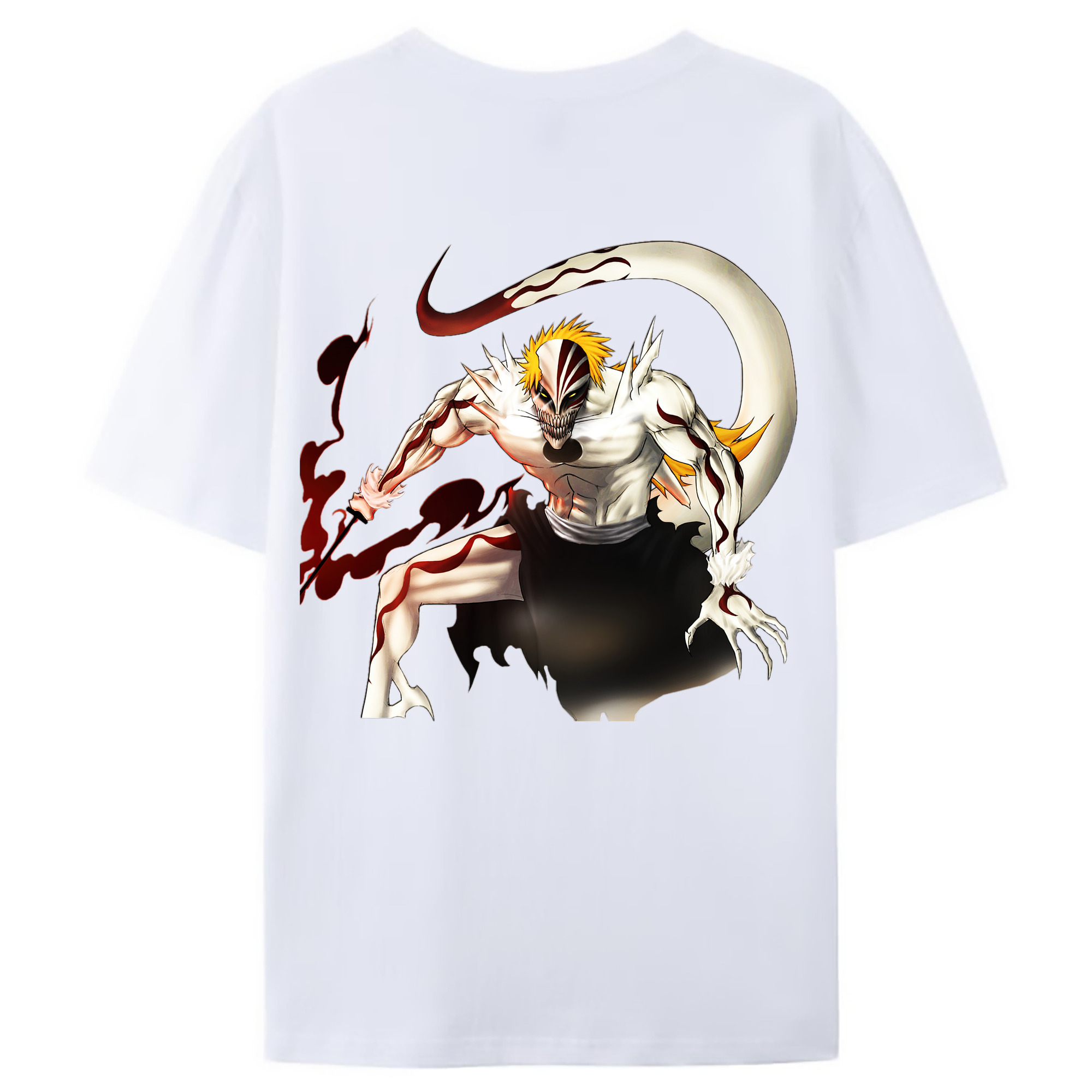 （画像用） ブリーチ 黒崎一護（くろさき いちご）BLEACH Kurosaki Ichigo 綿100％ メンズ半袖Tシャツ（バックプリント） 通気性
