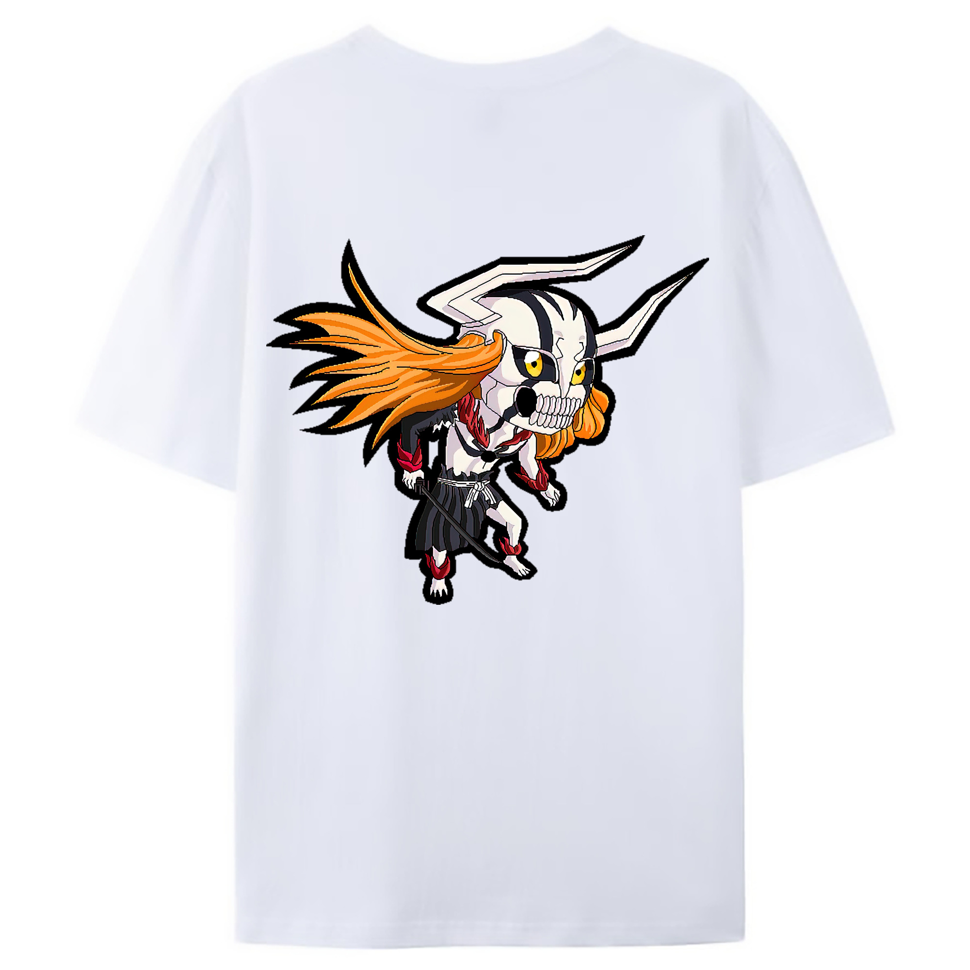 （画像用） ブリーチ 黒崎一護（くろさき いちご）BLEACH Kurosaki Ichigo 綿100％ メンズ半袖Tシャツ（バックプリント） 通気性