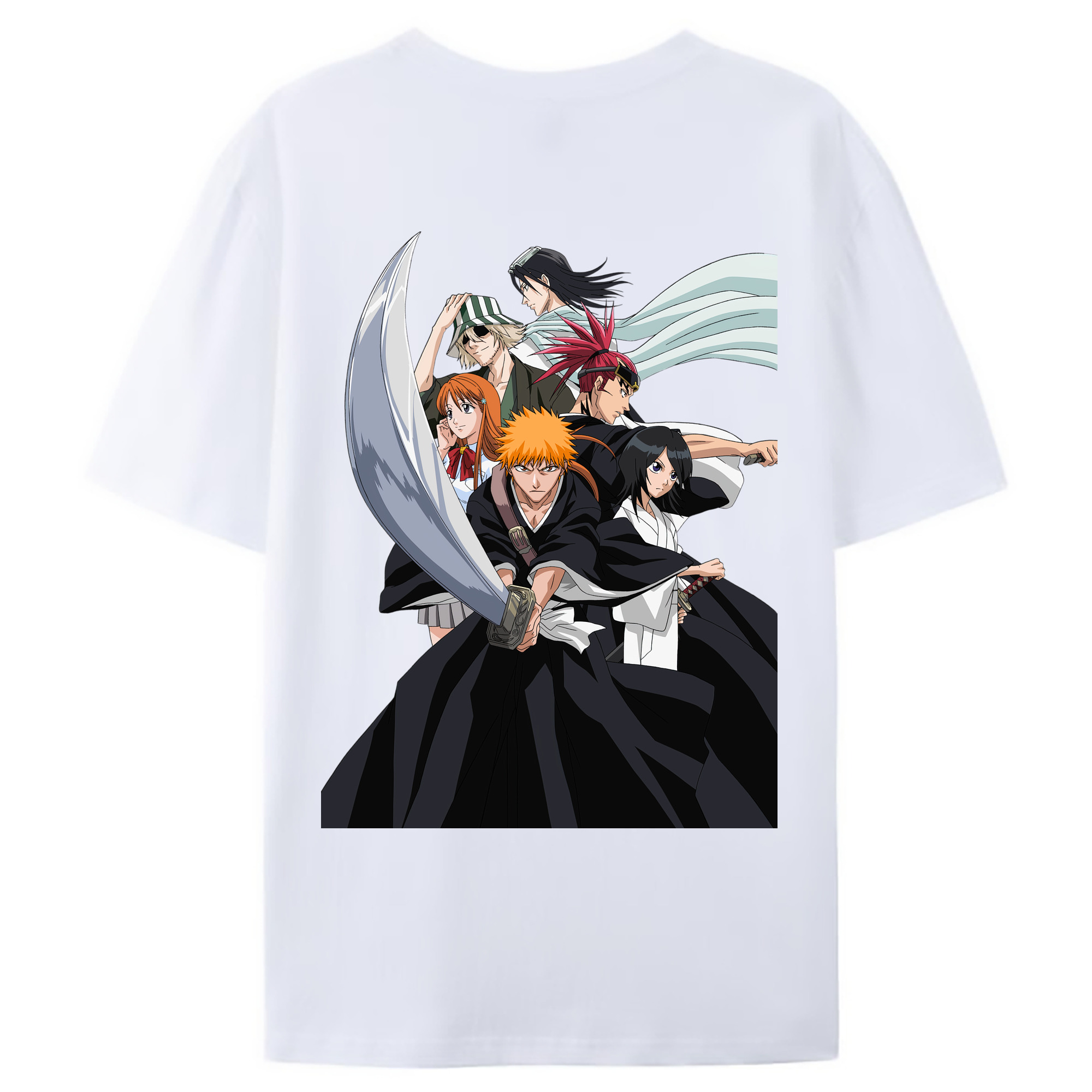 （画像用） ブリーチ 黒崎一護（くろさき いちご）BLEACH Kurosaki Ichigo 綿100％ メンズ半袖Tシャツ（バックプリント） 通気性