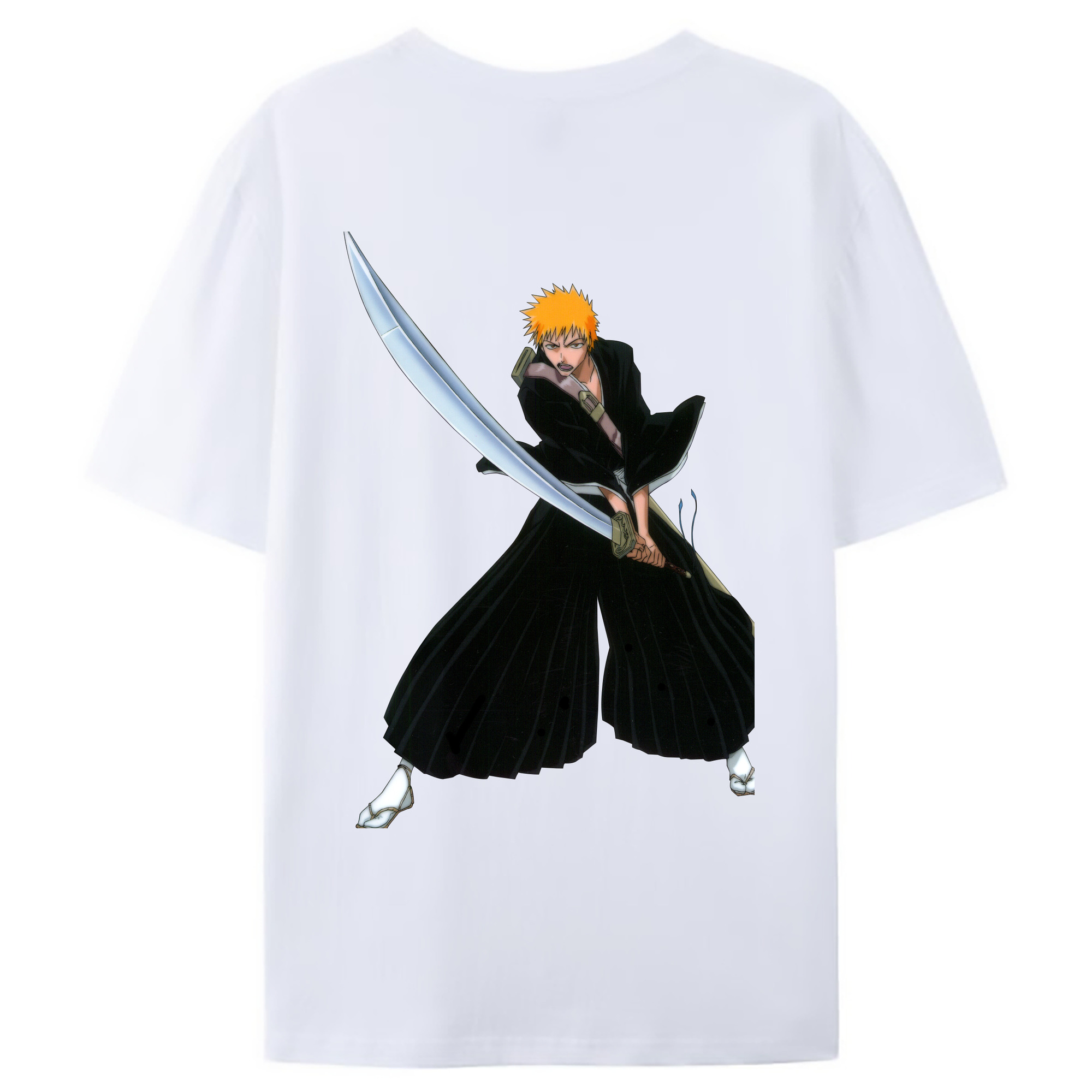 （画像用） ブリーチ 黒崎一護（くろさき いちご）BLEACH Kurosaki Ichigo 綿100％ メンズ半袖Tシャツ（バックプリント） 通気性