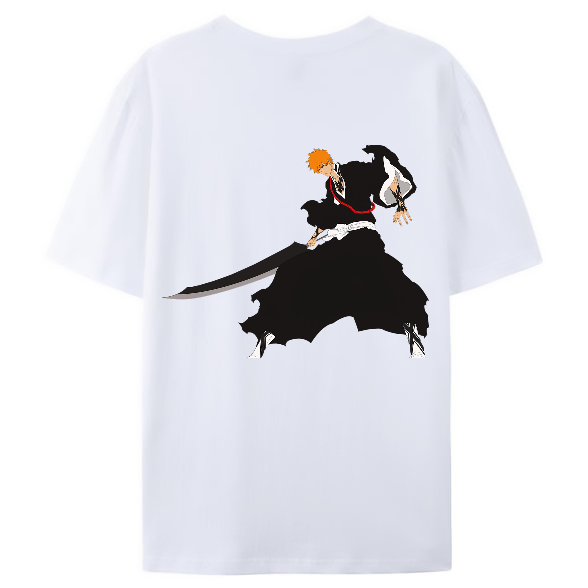 （画像用） ブリーチ 黒崎一護（くろさき いちご）BLEACH Kurosaki Ichigo 綿100％ メンズ半袖Tシャツ（バックプリント） 通気性