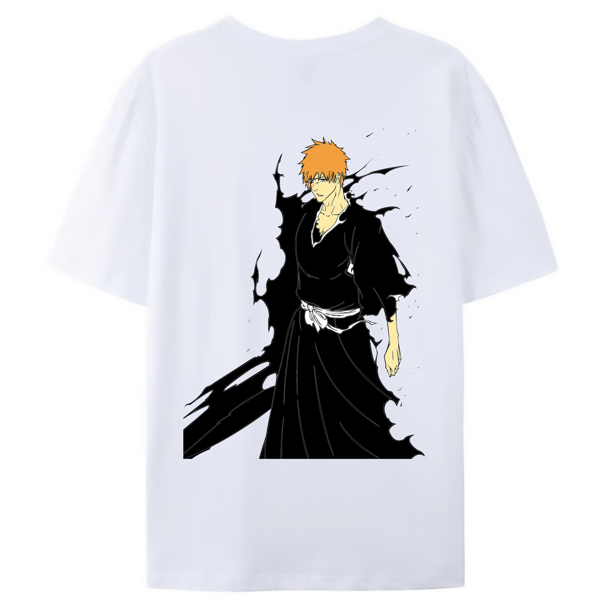 （画像用） ブリーチ 黒崎一護（くろさき いちご）BLEACH Kurosaki Ichigo 綿100％ メンズ半袖Tシャツ（バックプリント） 通気性