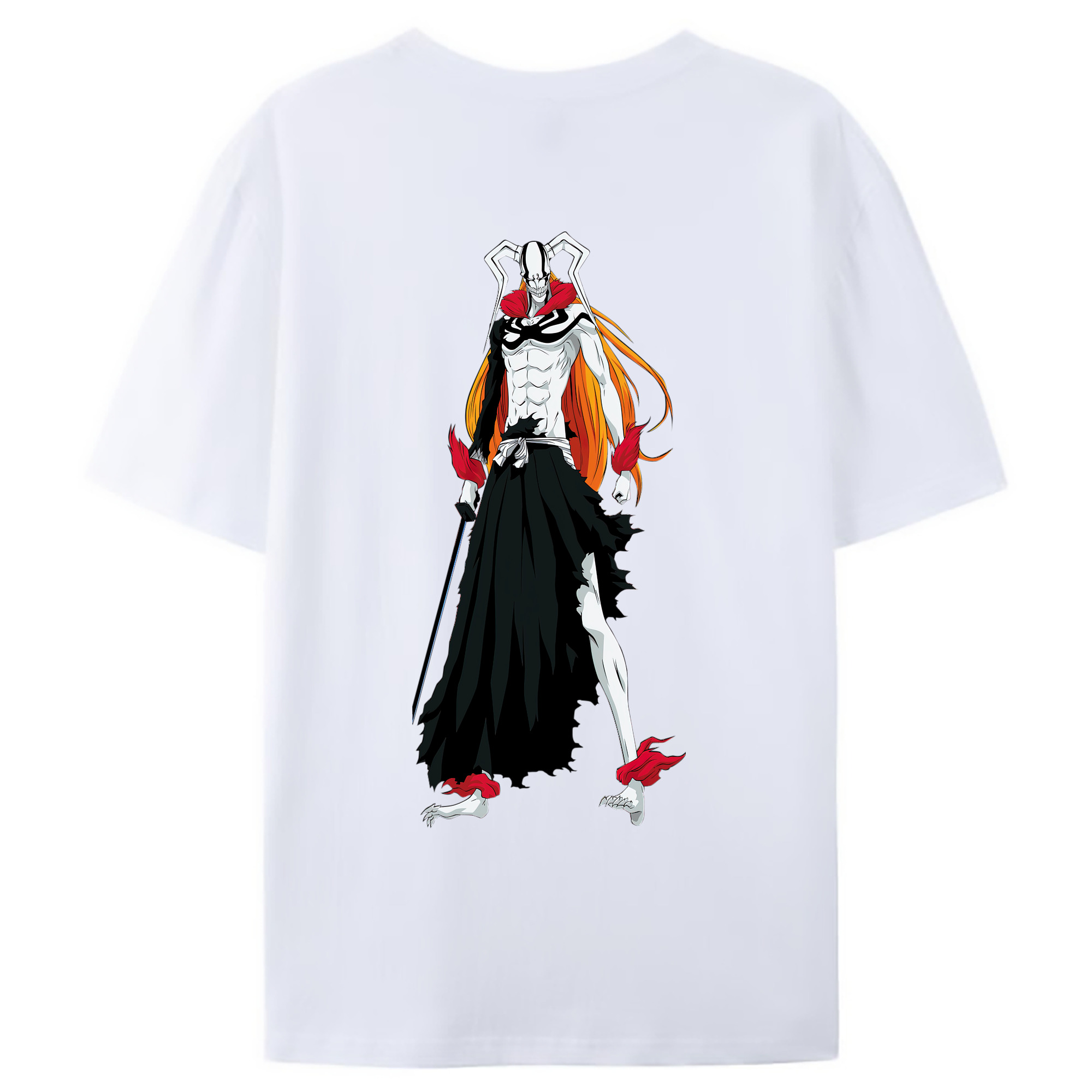 （画像用） ブリーチ 黒崎一護（くろさき いちご）BLEACH Kurosaki Ichigo 綿100％ メンズ半袖Tシャツ（バックプリント） 通気性
