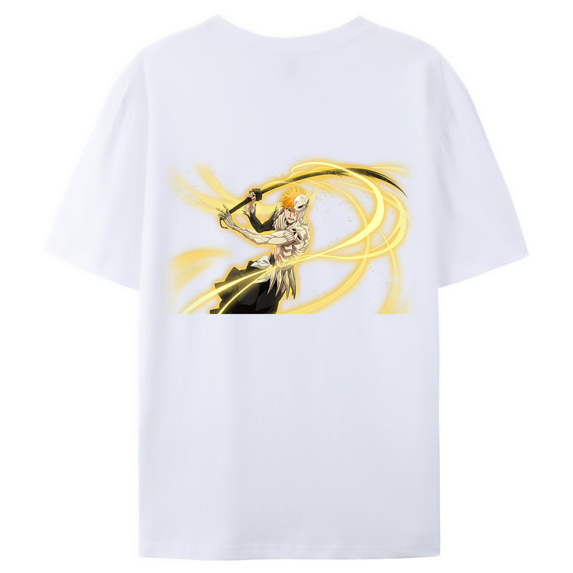 （画像用） ブリーチ 黒崎一護（くろさき いちご）BLEACH Kurosaki Ichigo 綿100％ メンズ半袖Tシャツ（バックプリント） 通気性