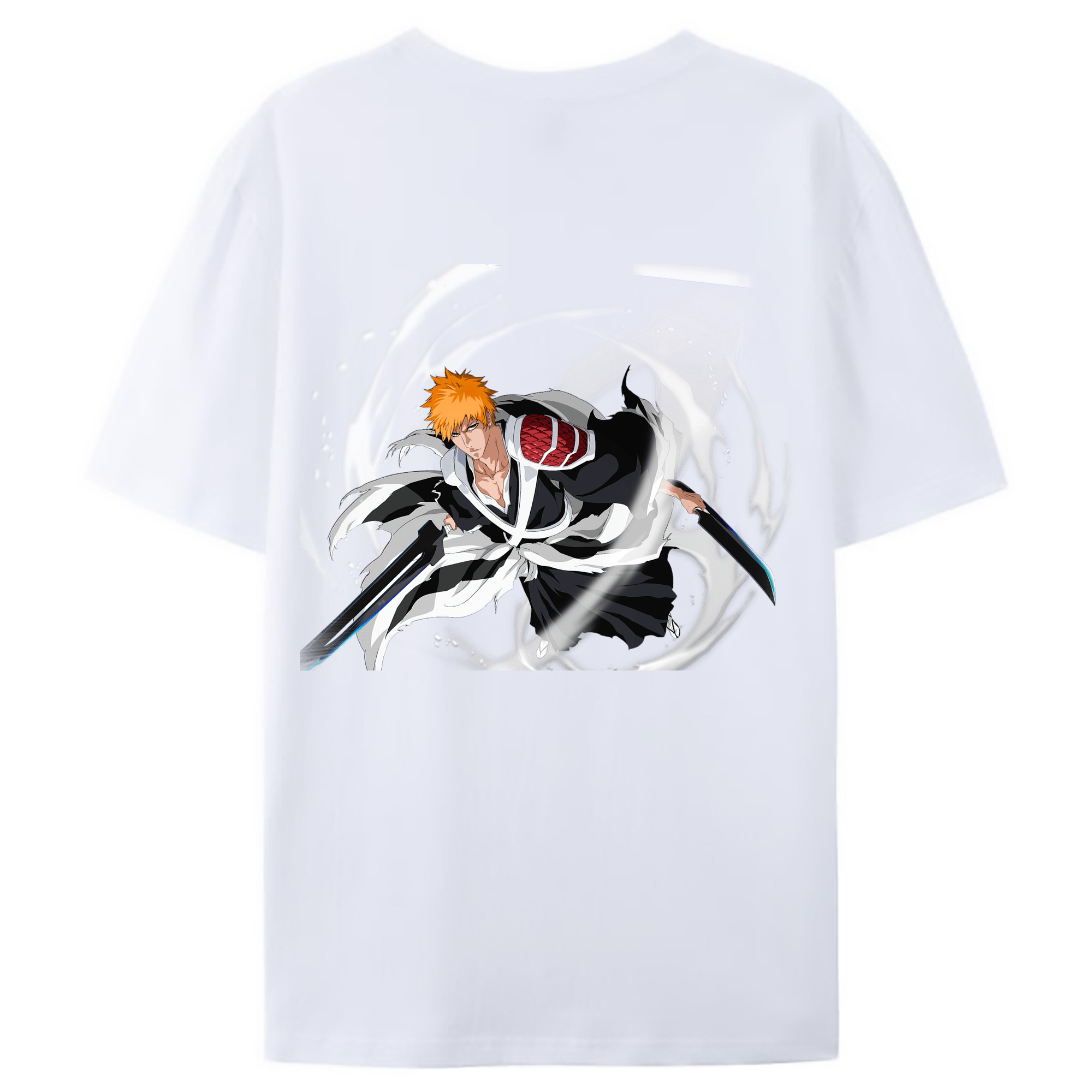 （画像用） ブリーチ 黒崎一護（くろさき いちご）BLEACH Kurosaki Ichigo 綿100％ メンズ半袖Tシャツ（バックプリント） 通気性