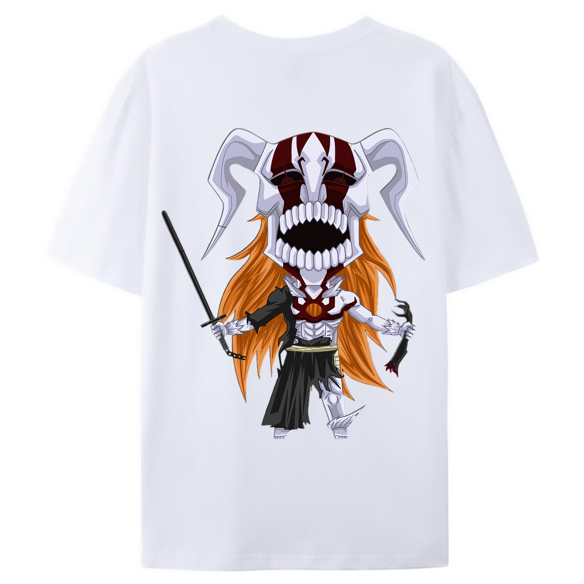 （画像用） ブリーチ 黒崎一護（くろさき いちご）BLEACH Kurosaki Ichigo 綿100％ メンズ半袖Tシャツ（バックプリント） 通気性