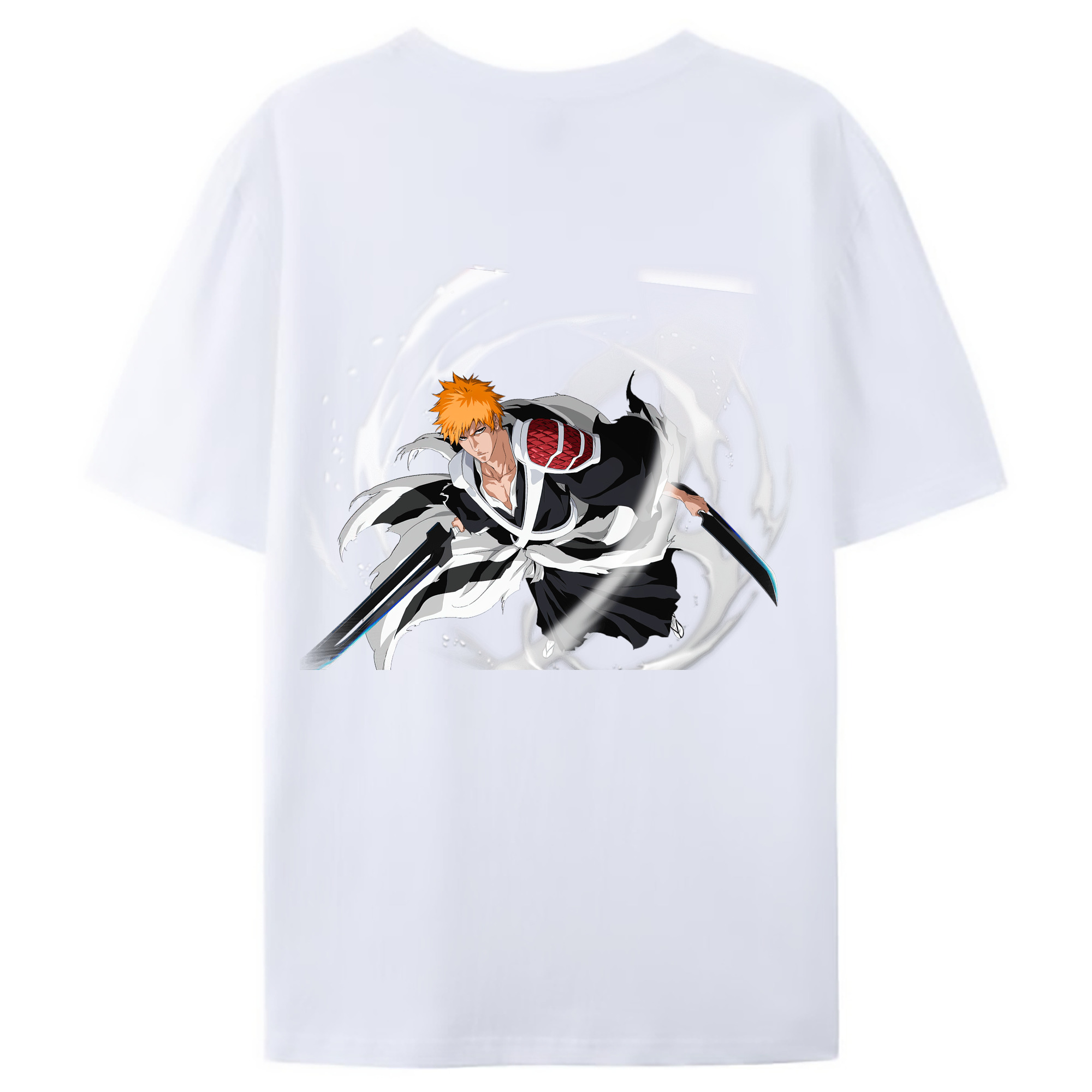 （画像用） ブリーチ 黒崎一護（くろさき いちご）BLEACH Kurosaki Ichigo 綿100％ メンズ半袖Tシャツ（バックプリント） 通気性