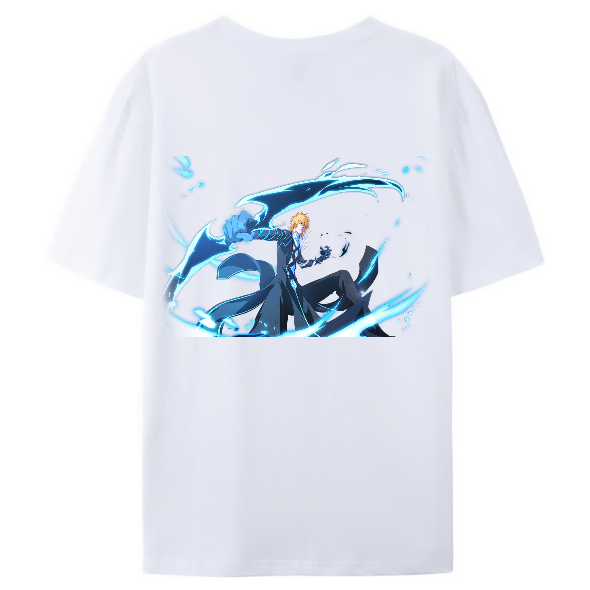 （画像用） ブリーチ 黒崎一護（くろさき いちご）BLEACH Kurosaki Ichigo 綿100％ メンズ半袖Tシャツ（バックプリント） 通気性