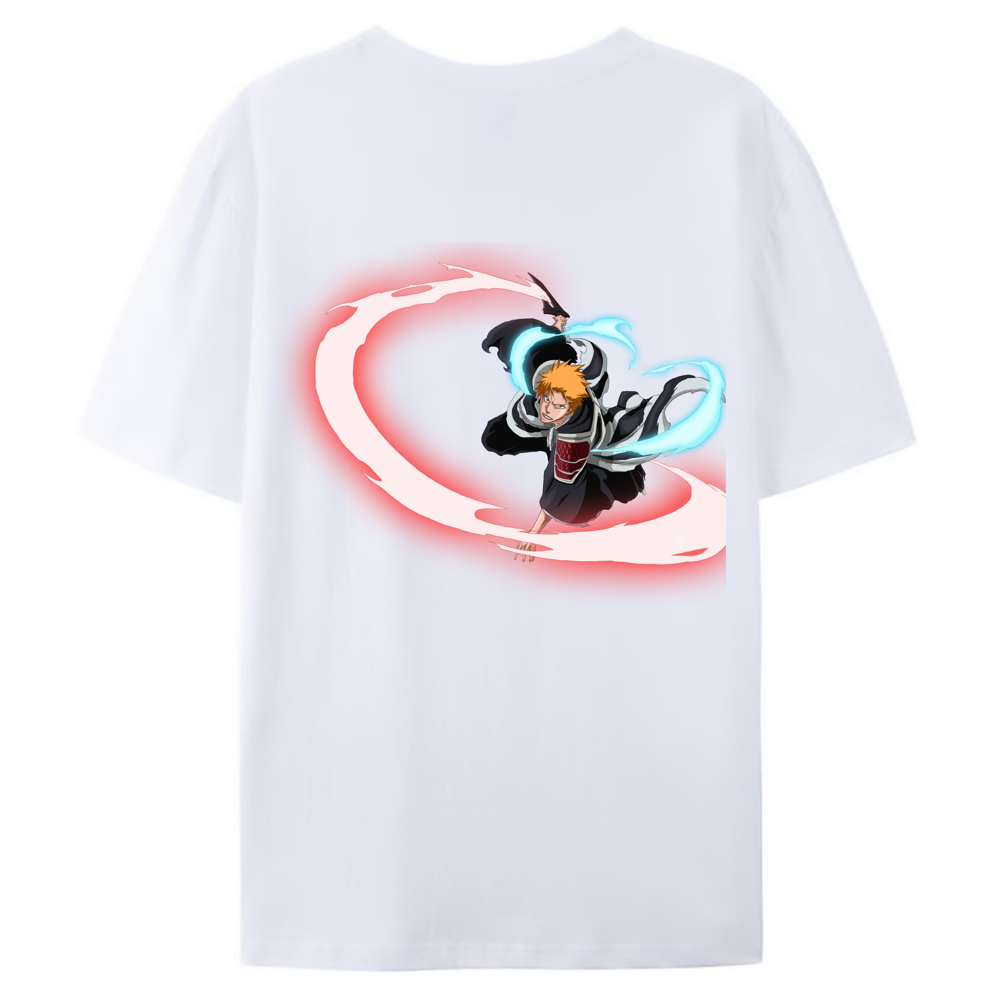 （画像用） ブリーチ 黒崎一護（くろさき いちご）BLEACH Kurosaki Ichigo 綿100％ メンズ半袖Tシャツ（バックプリント） 通気性