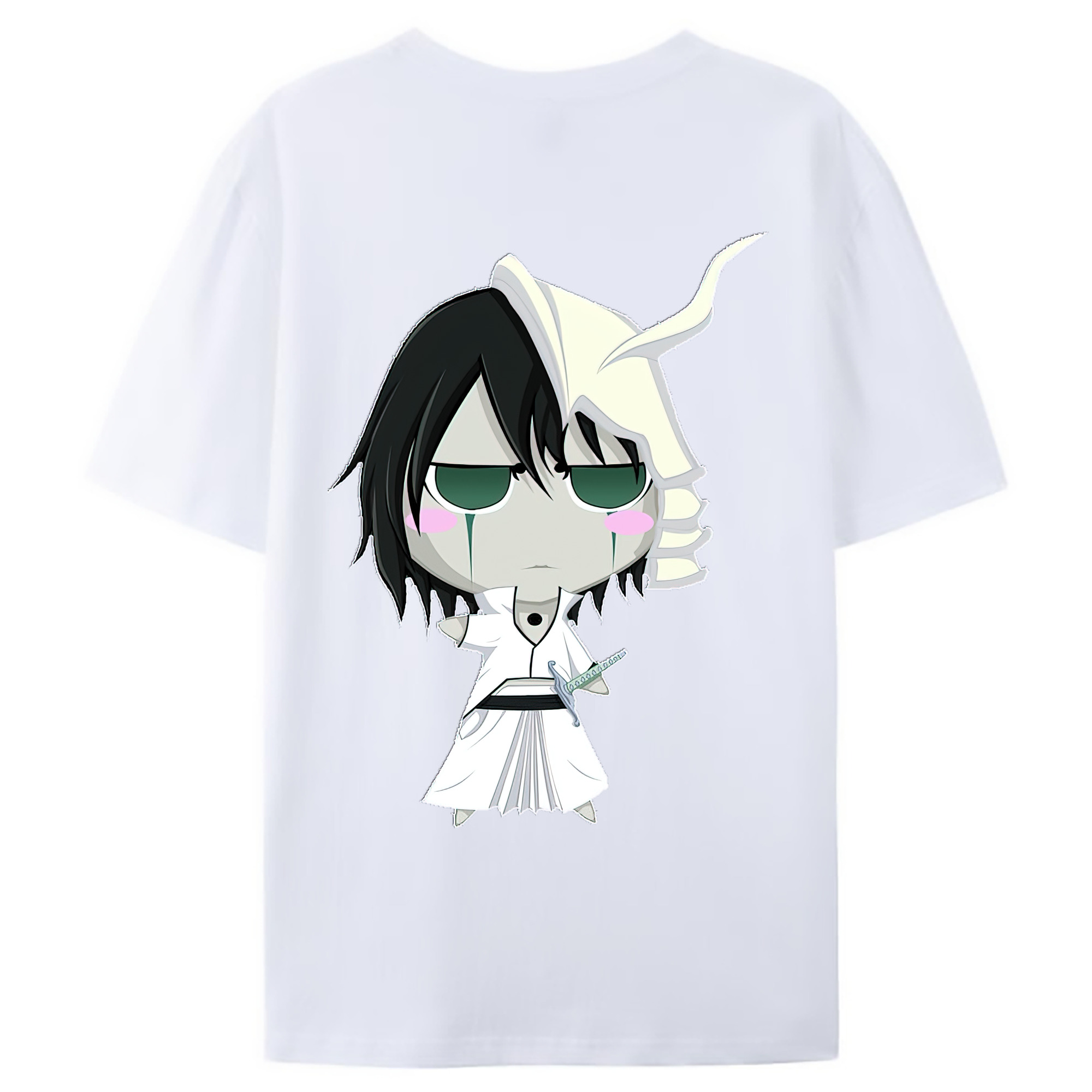 （画像用） ブリーチ ウルキオラ·シファー BLEACH Ulquiorra cifer 綿100％ メンズ半袖Tシャツ（バックプリント） 通気性