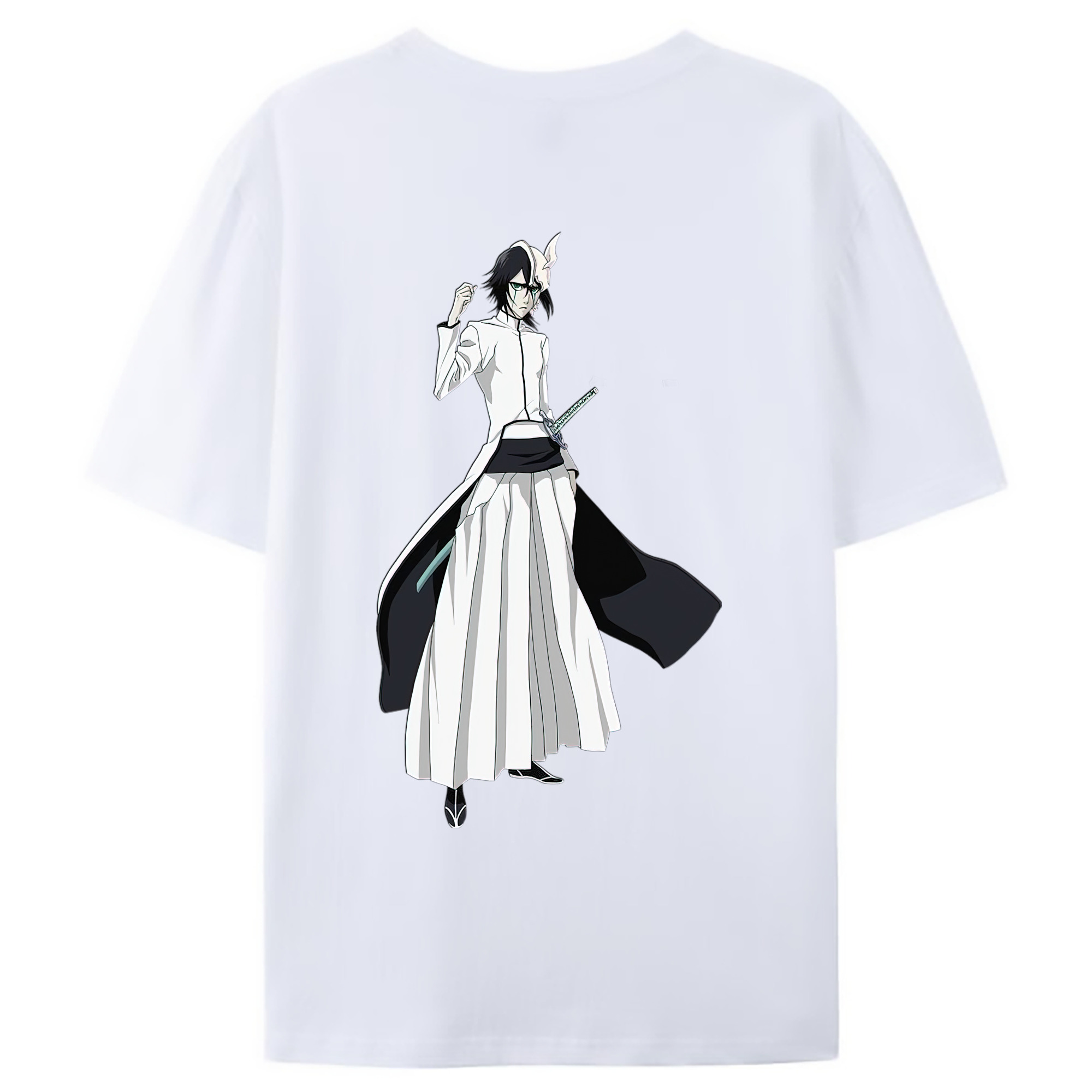 （画像用） ブリーチ ウルキオラ·シファー BLEACH Ulquiorra cifer 綿100％ メンズ半袖Tシャツ（バックプリント） 通気性