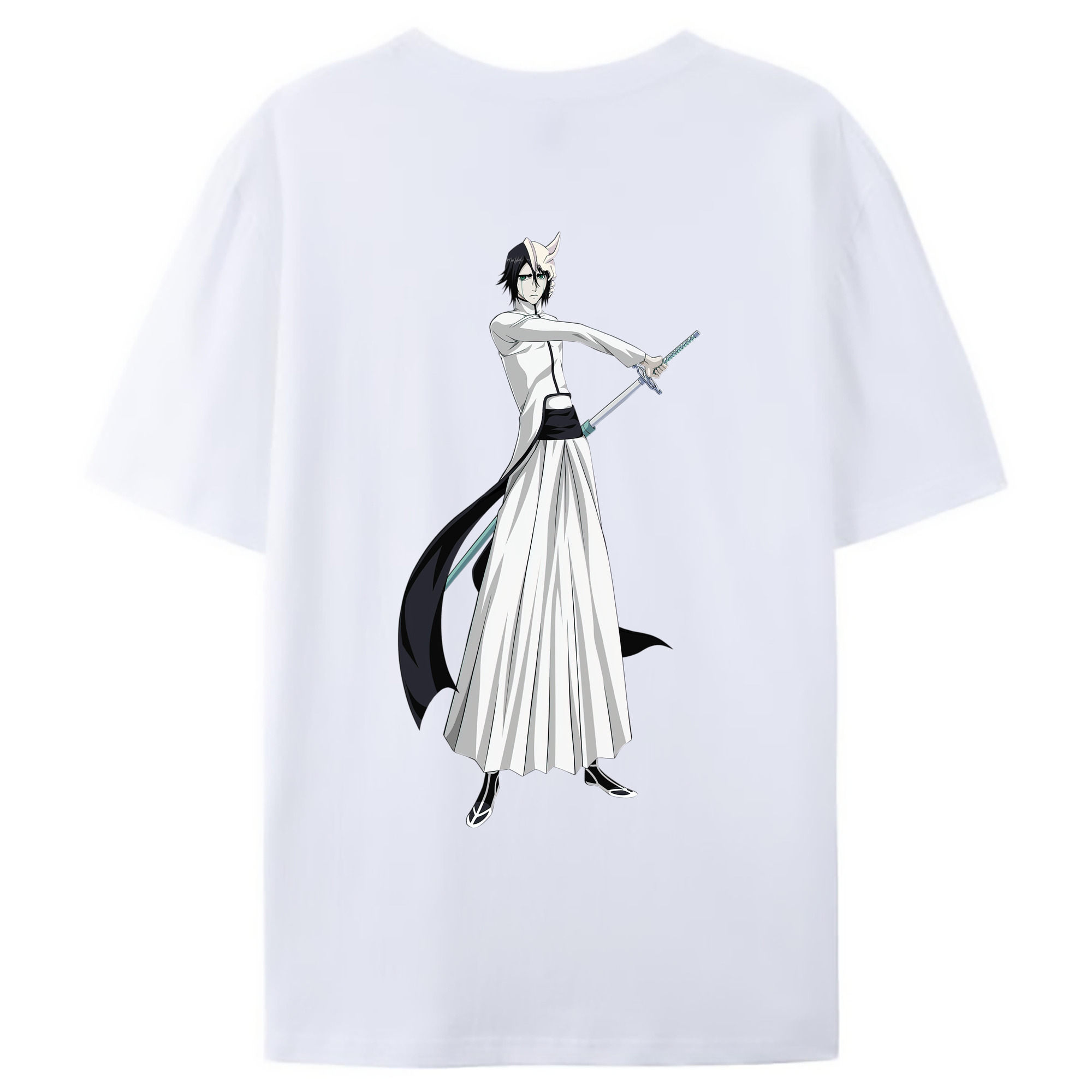 （画像用） ブリーチ ウルキオラ·シファー BLEACH Ulquiorra cifer 綿100％ メンズ半袖Tシャツ（バックプリント） 通気性