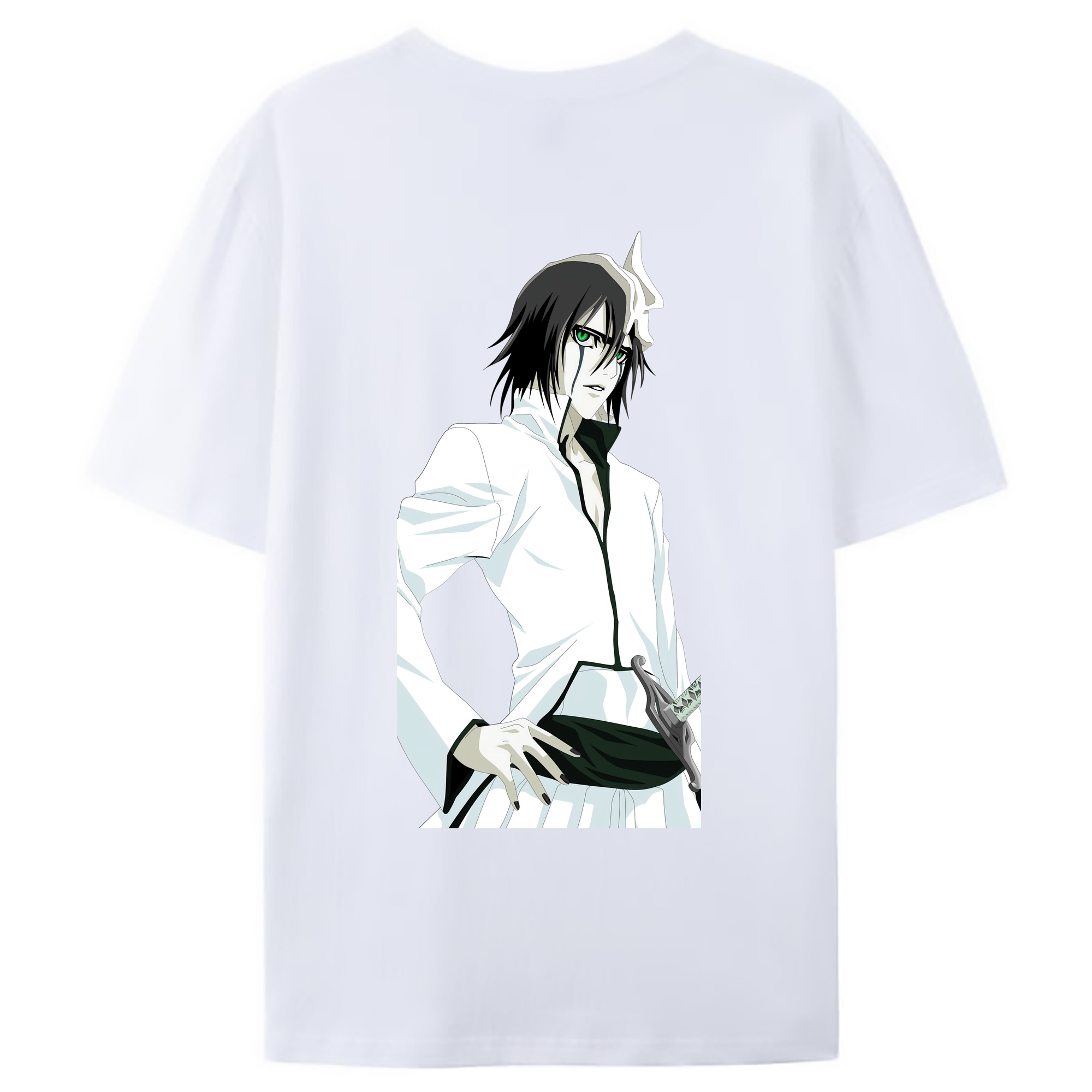 （画像用） ブリーチ ウルキオラ·シファー BLEACH Ulquiorra cifer 綿100％ メンズ半袖Tシャツ（バックプリント） 通気性