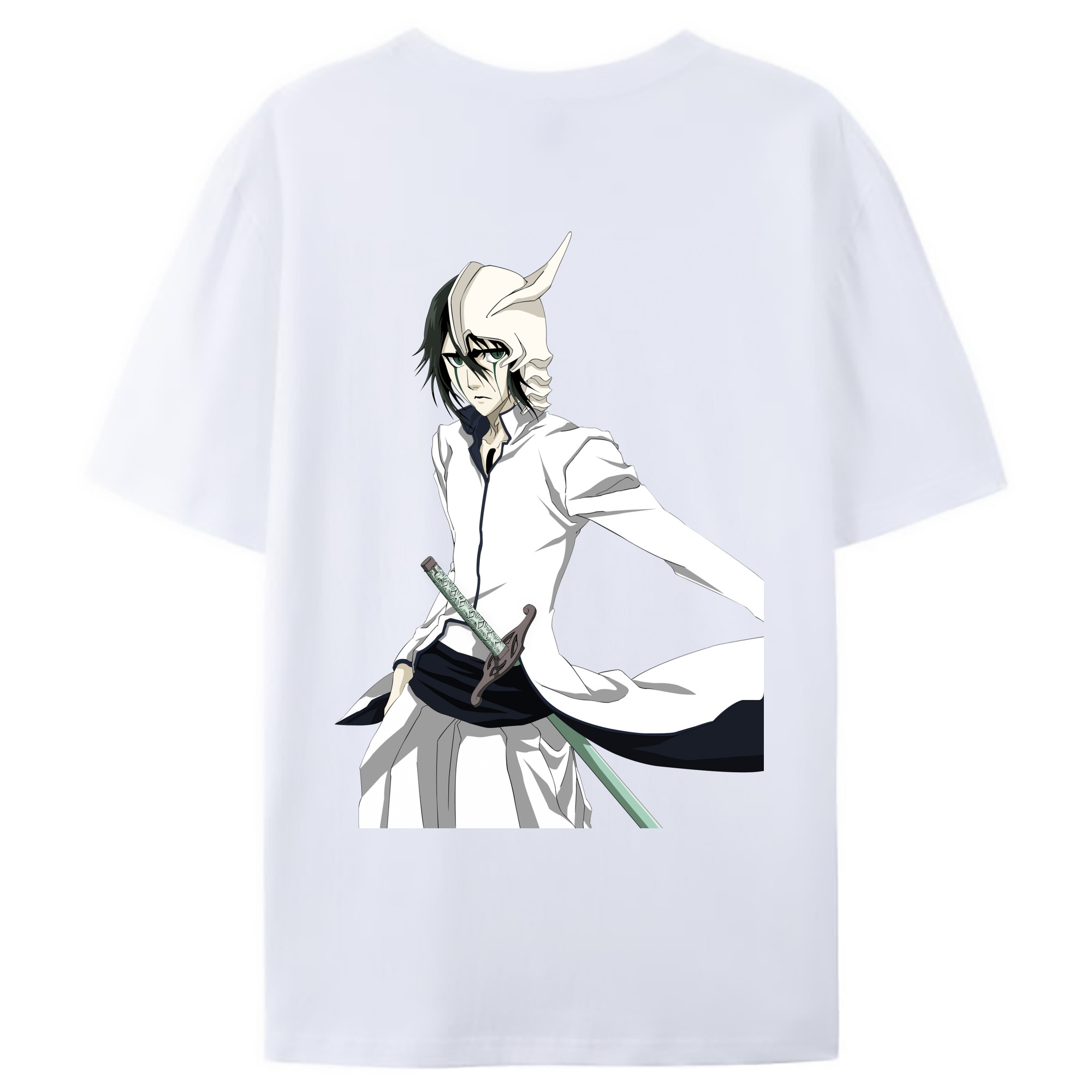 （画像用） ブリーチ ウルキオラ·シファー BLEACH Ulquiorra cifer 綿100％ メンズ半袖Tシャツ（バックプリント） 通気性