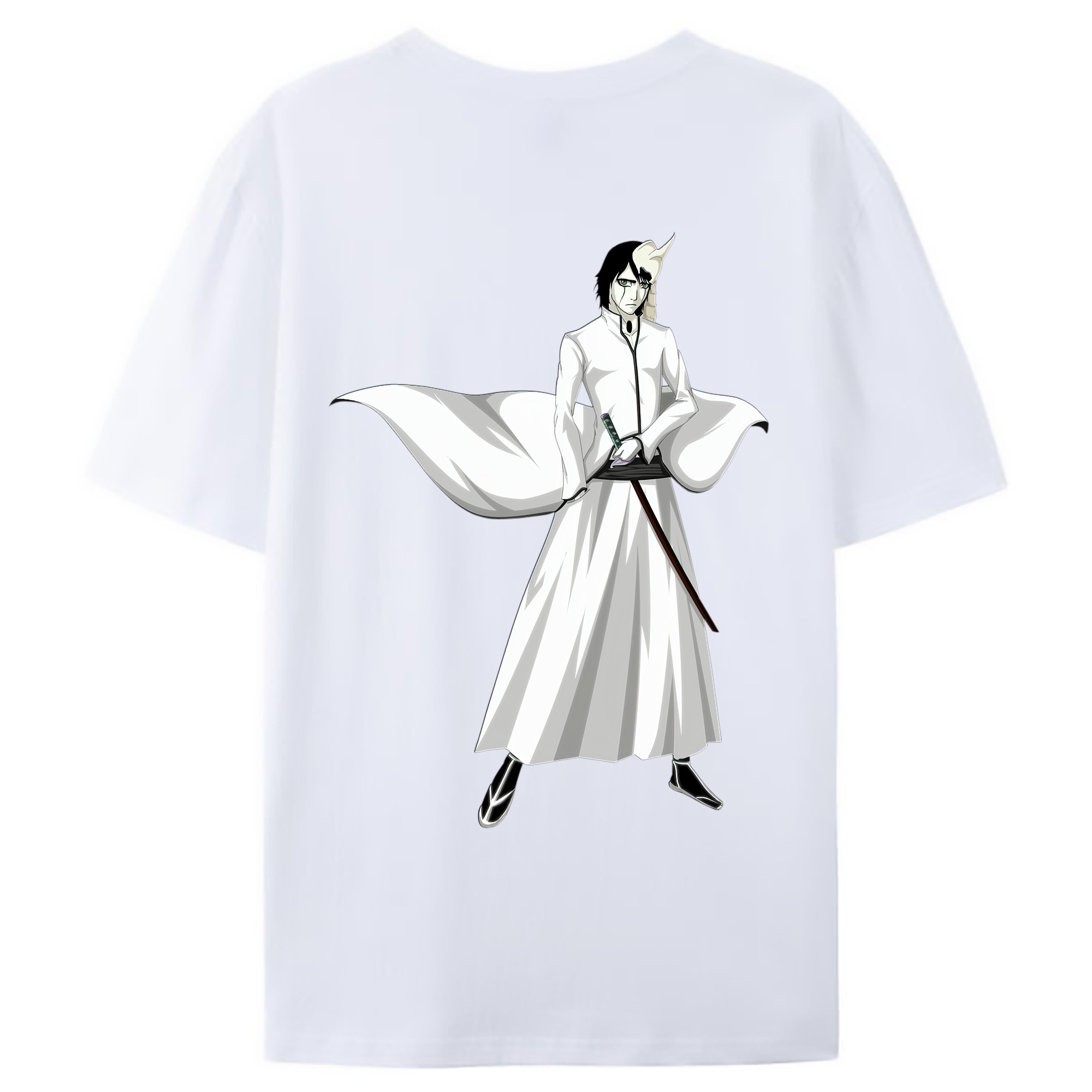 （画像用） ブリーチ ウルキオラ·シファー BLEACH Ulquiorra cifer 綿100％ メンズ半袖Tシャツ（バックプリント） 通気性
