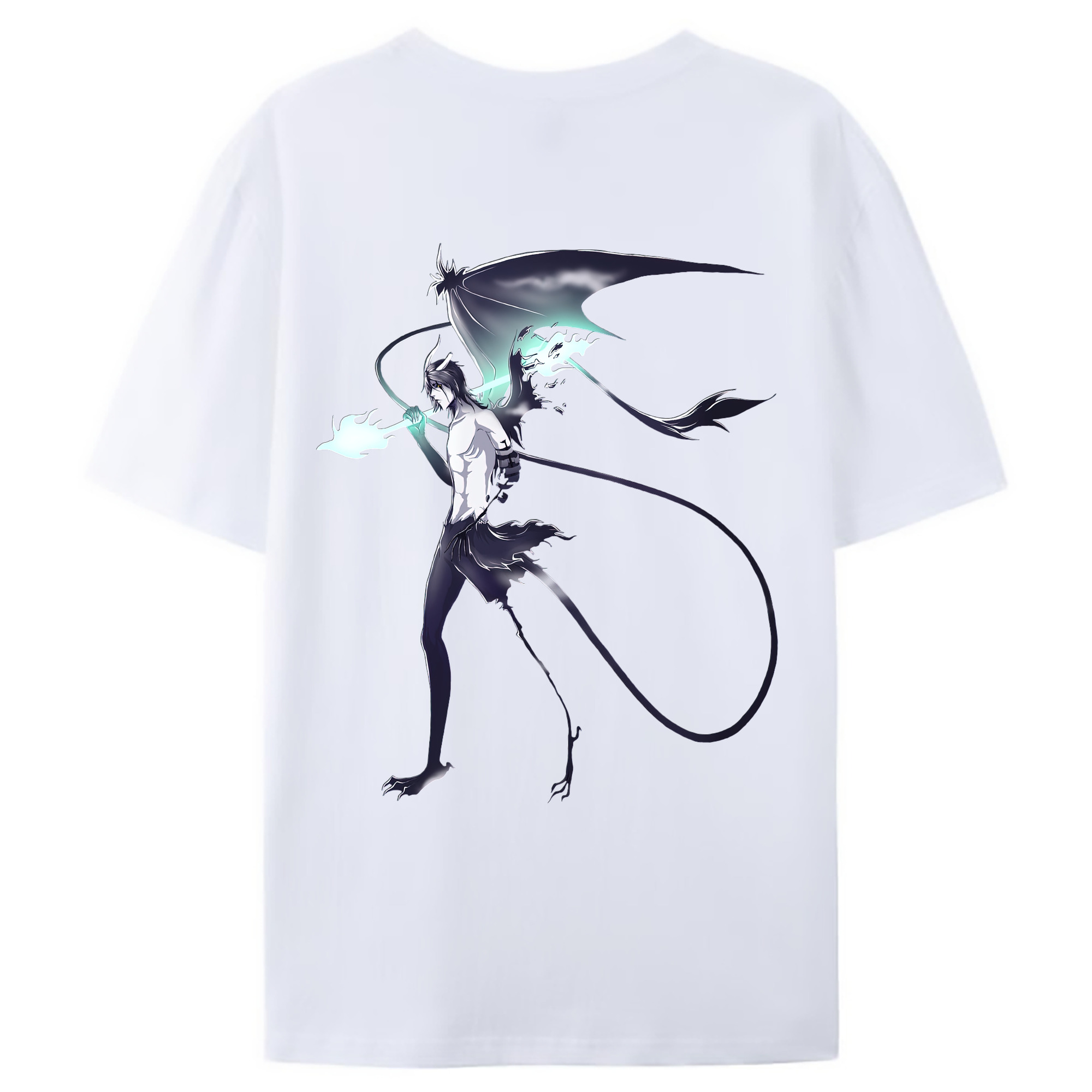 （画像用） ブリーチ ウルキオラ·シファー BLEACH Ulquiorra cifer 綿100％ メンズ半袖Tシャツ（バックプリント） 通気性