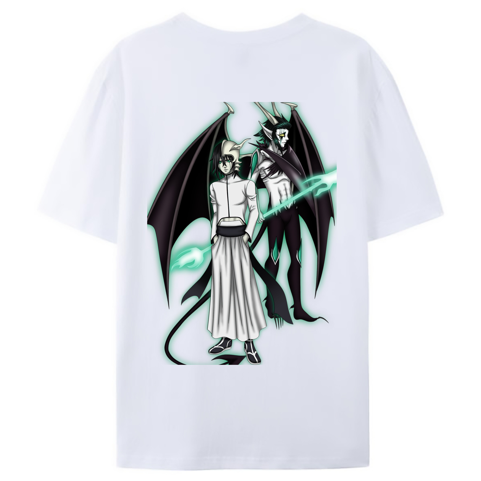 （画像用） ブリーチ ウルキオラ·シファー BLEACH Ulquiorra cifer 綿100％ メンズ半袖Tシャツ（バックプリント） 通気性