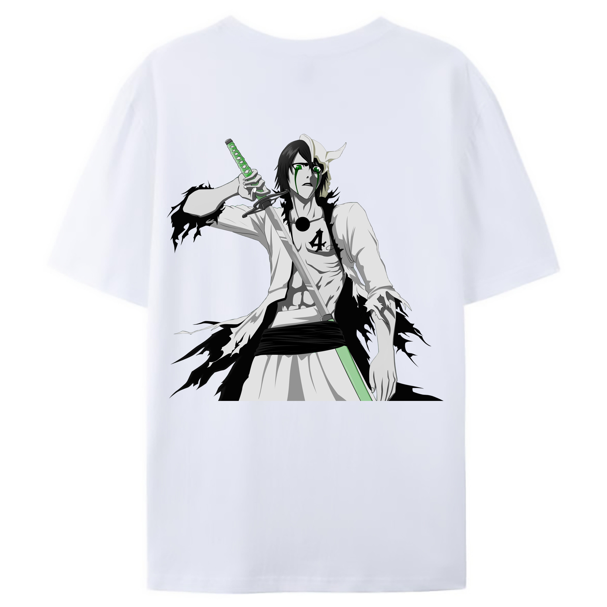 （画像用） ブリーチ ウルキオラ·シファー BLEACH Ulquiorra cifer 綿100％ メンズ半袖Tシャツ（バックプリント） 通気性