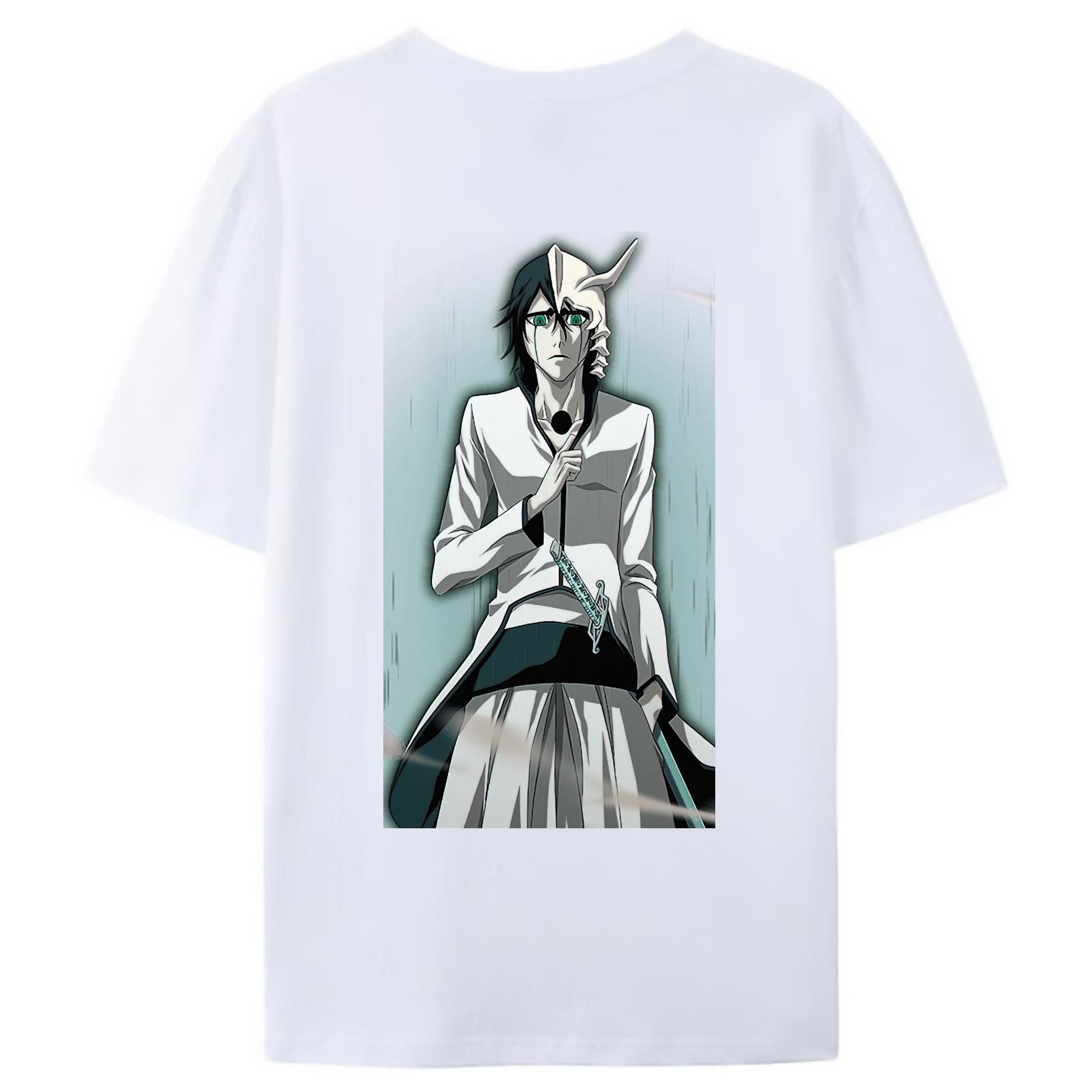 （画像用） ブリーチ ウルキオラ·シファー BLEACH Ulquiorra cifer 綿100％ メンズ半袖Tシャツ（バックプリント） 通気性