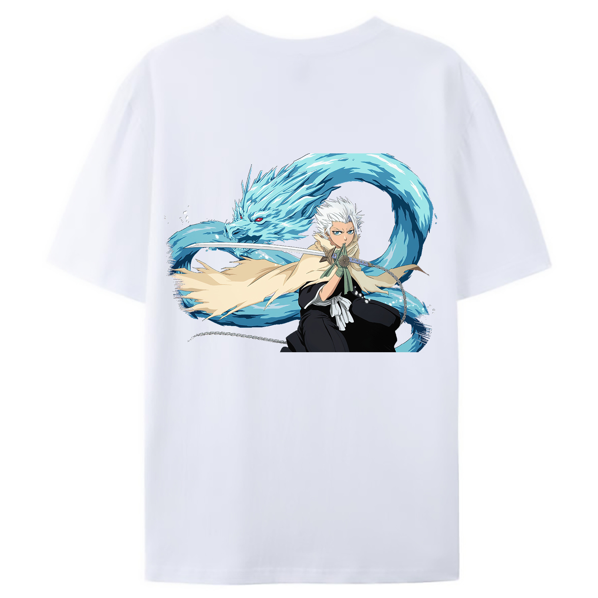（画像用） ブリーチ 日番谷冬獅郎（ひつがや とうしろう） BLEACH Hitsugaya Toushirou 綿100％ メンズ半袖Tシャツ（バックプリント） 通気性