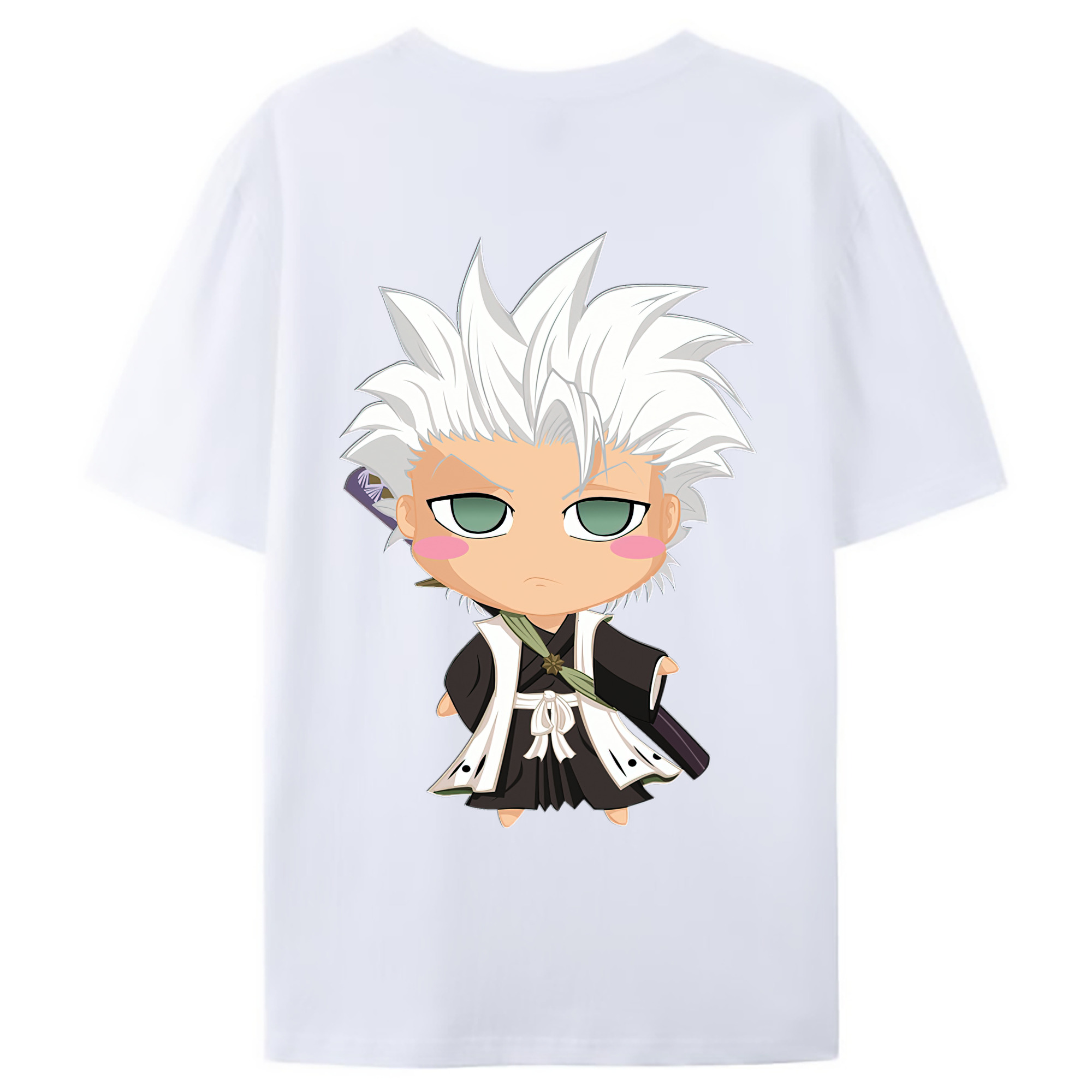 （画像用） ブリーチ 日番谷冬獅郎（ひつがや とうしろう） BLEACH Hitsugaya Toushirou 綿100％ メンズ半袖Tシャツ（バックプリント） 通気性