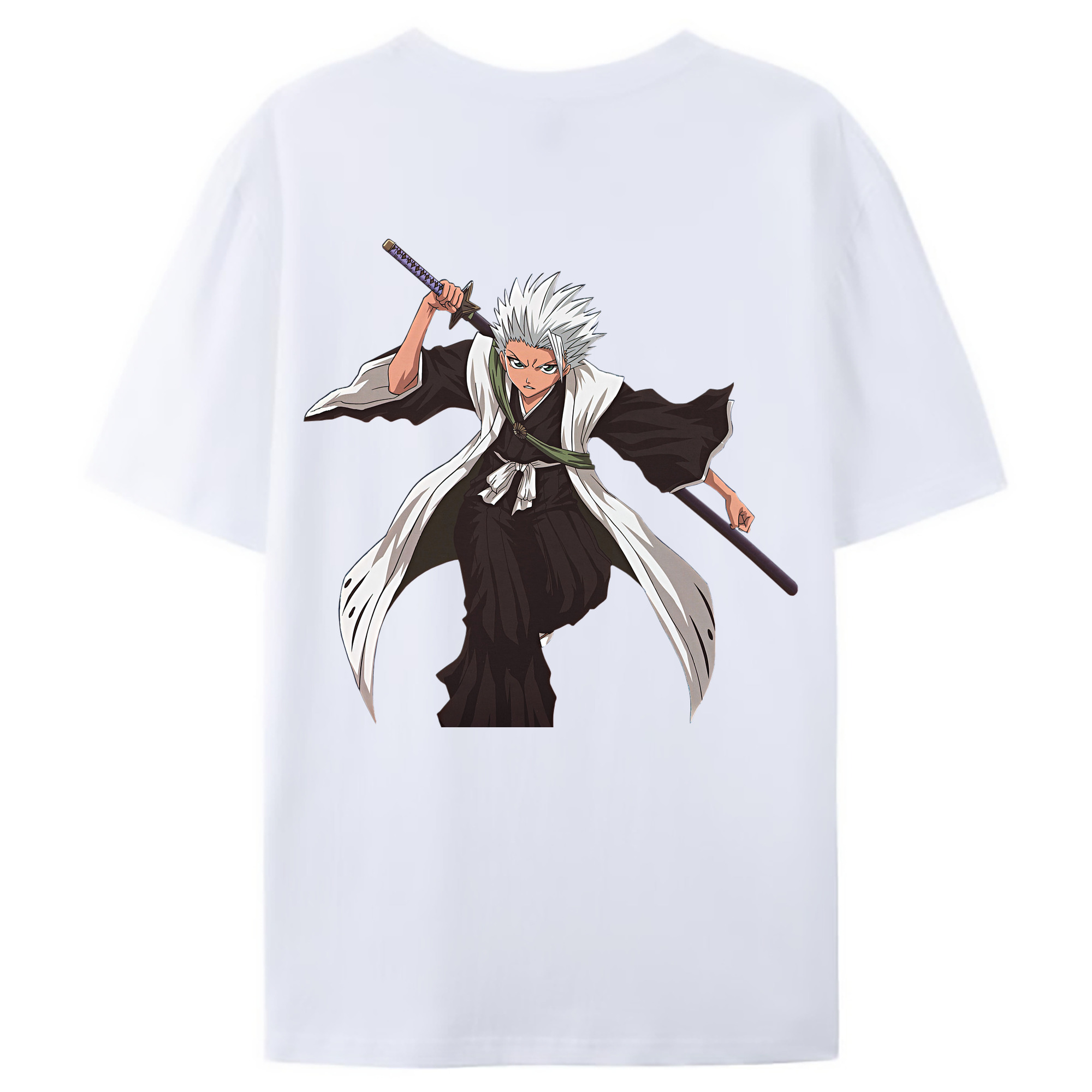 （画像用） ブリーチ 日番谷冬獅郎（ひつがや とうしろう） BLEACH Hitsugaya Toushirou 綿100％ メンズ半袖Tシャツ（バックプリント） 通気性