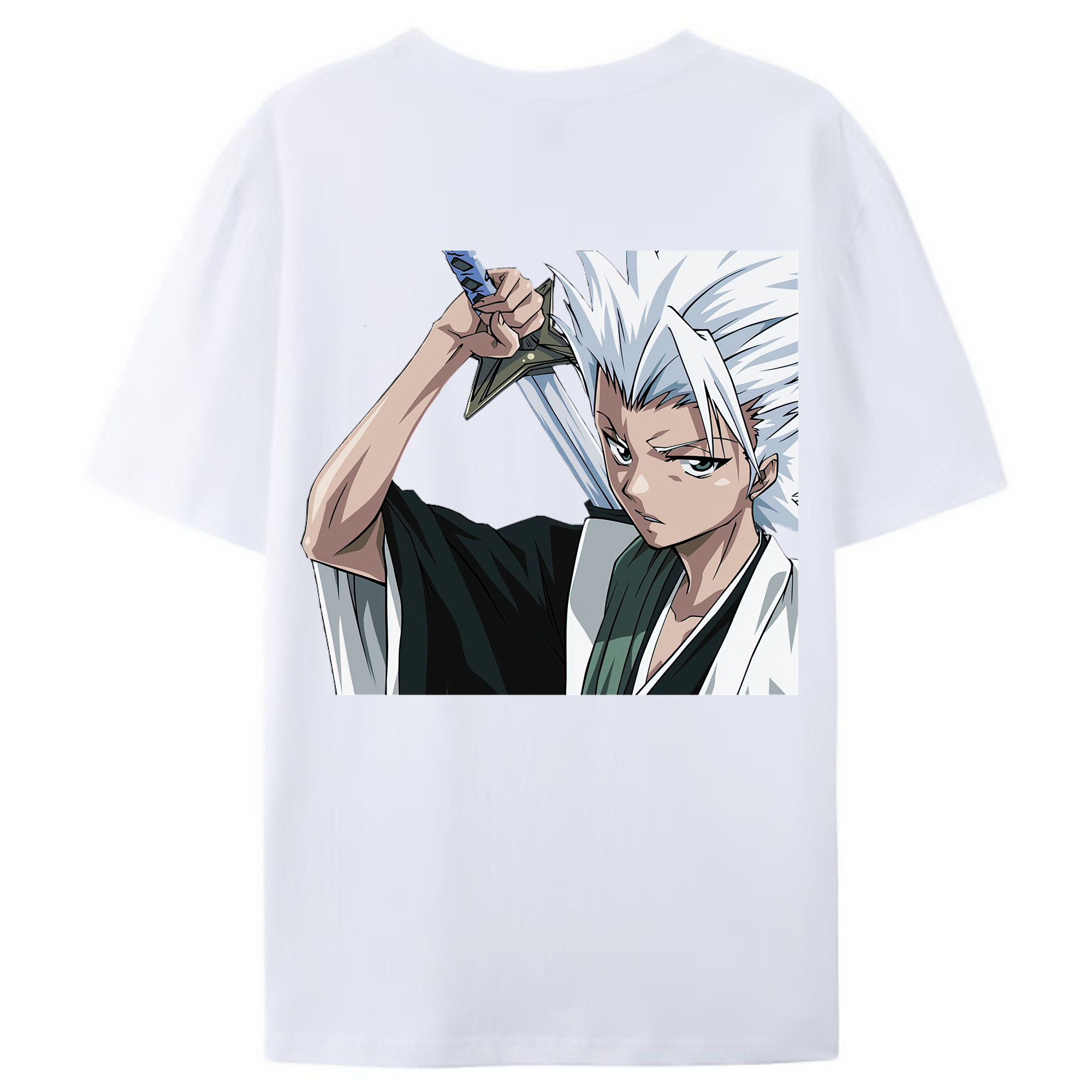 （画像用） ブリーチ 日番谷冬獅郎（ひつがや とうしろう） BLEACH Hitsugaya Toushirou 綿100％ メンズ半袖Tシャツ（バックプリント） 通気性