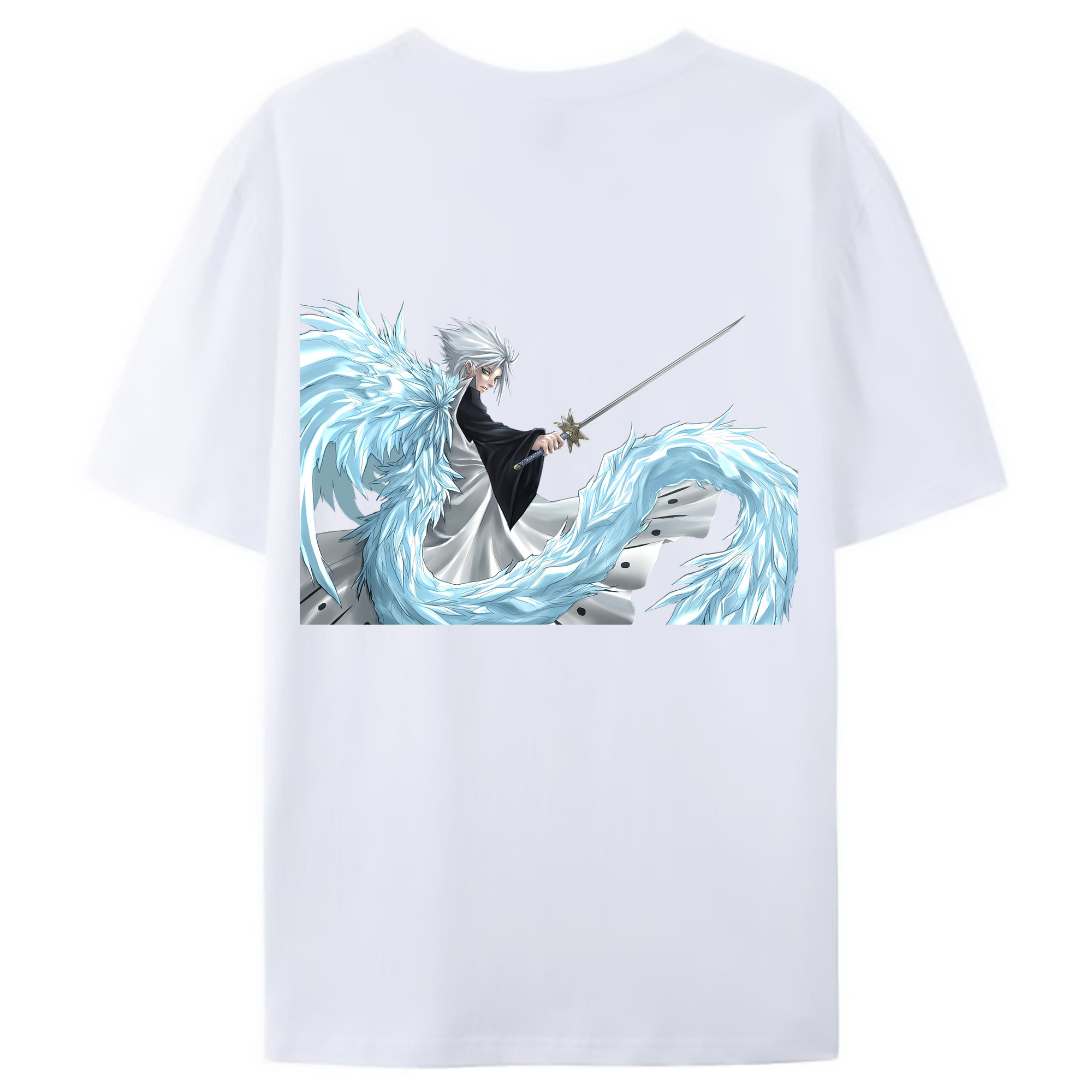 （画像用） ブリーチ 日番谷冬獅郎（ひつがや とうしろう） BLEACH Hitsugaya Toushirou 綿100％ メンズ半袖Tシャツ（バックプリント） 通気性