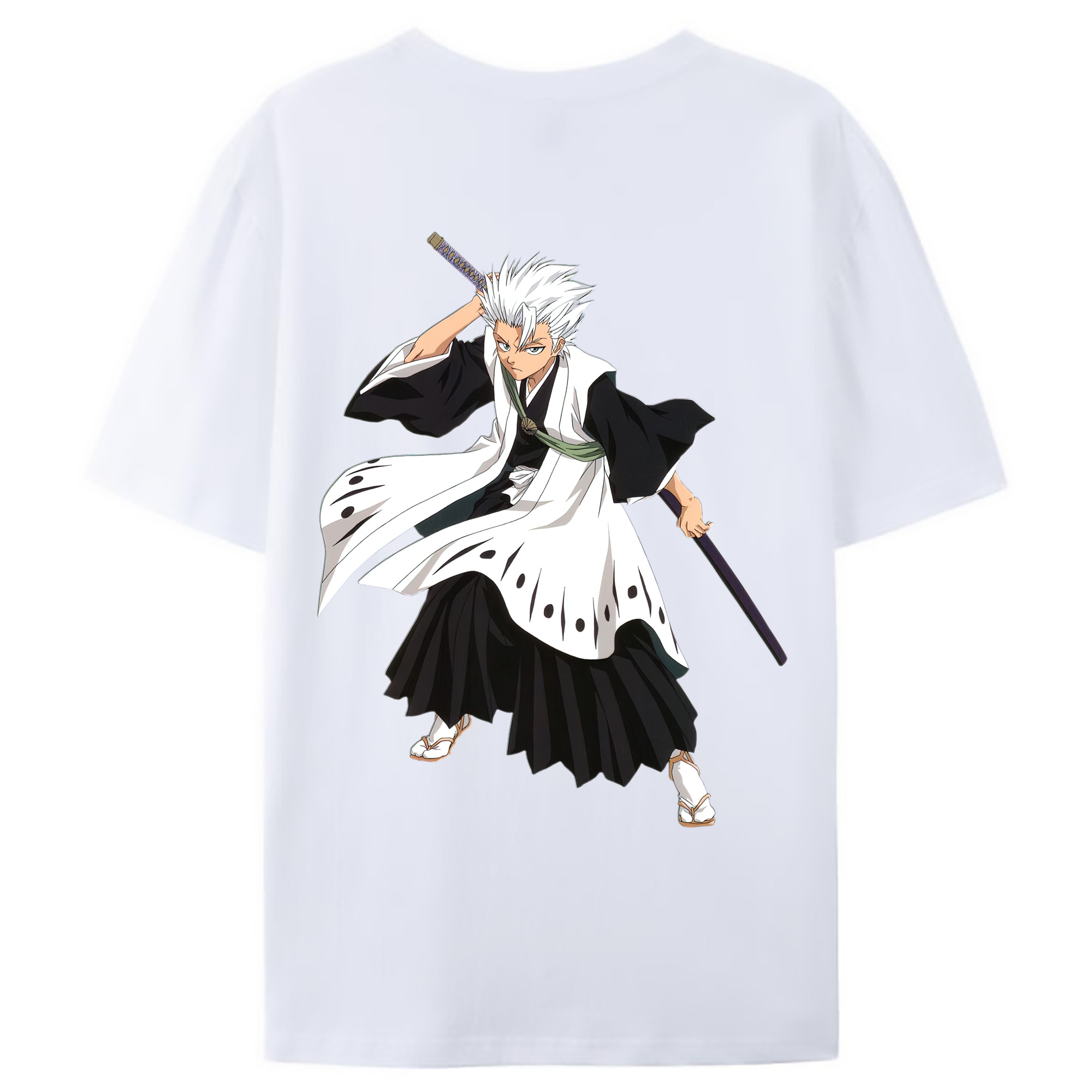 （画像用） ブリーチ 日番谷冬獅郎（ひつがや とうしろう） BLEACH Hitsugaya Toushirou 綿100％ メンズ半袖Tシャツ（バックプリント） 通気性