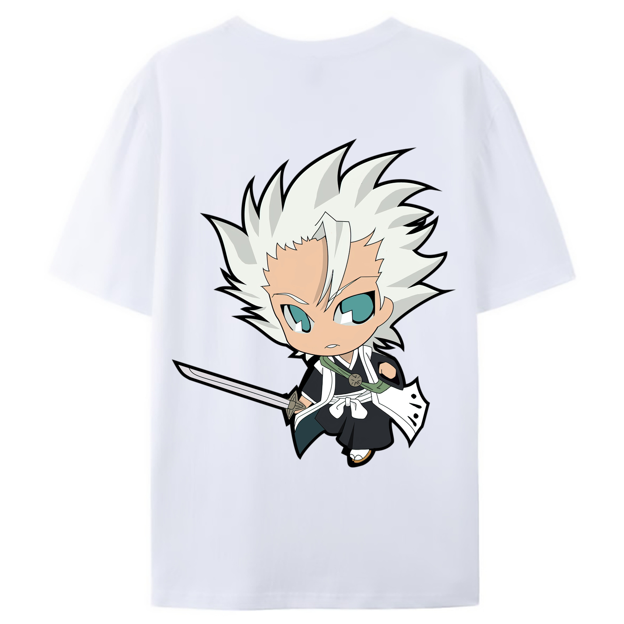 （画像用） ブリーチ 日番谷冬獅郎（ひつがや とうしろう） BLEACH Hitsugaya Toushirou 綿100％ メンズ半袖Tシャツ（バックプリント） 通気性