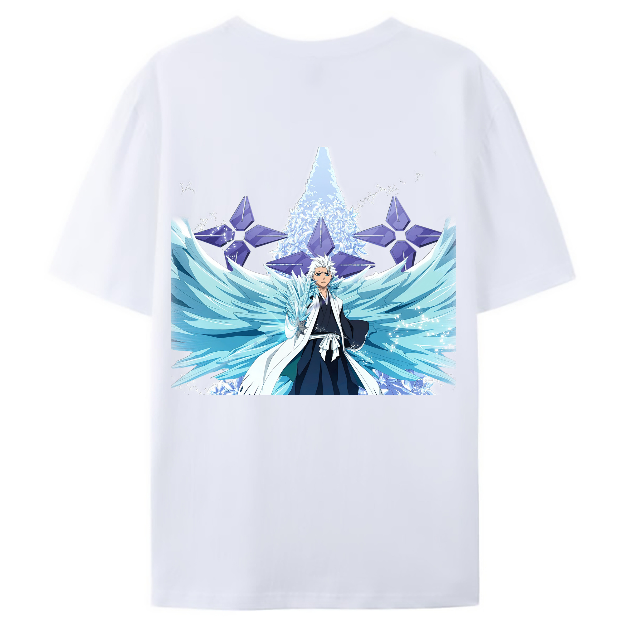 （画像用） ブリーチ 日番谷冬獅郎（ひつがや とうしろう） BLEACH Hitsugaya Toushirou 綿100％ メンズ半袖Tシャツ（バックプリント） 通気性