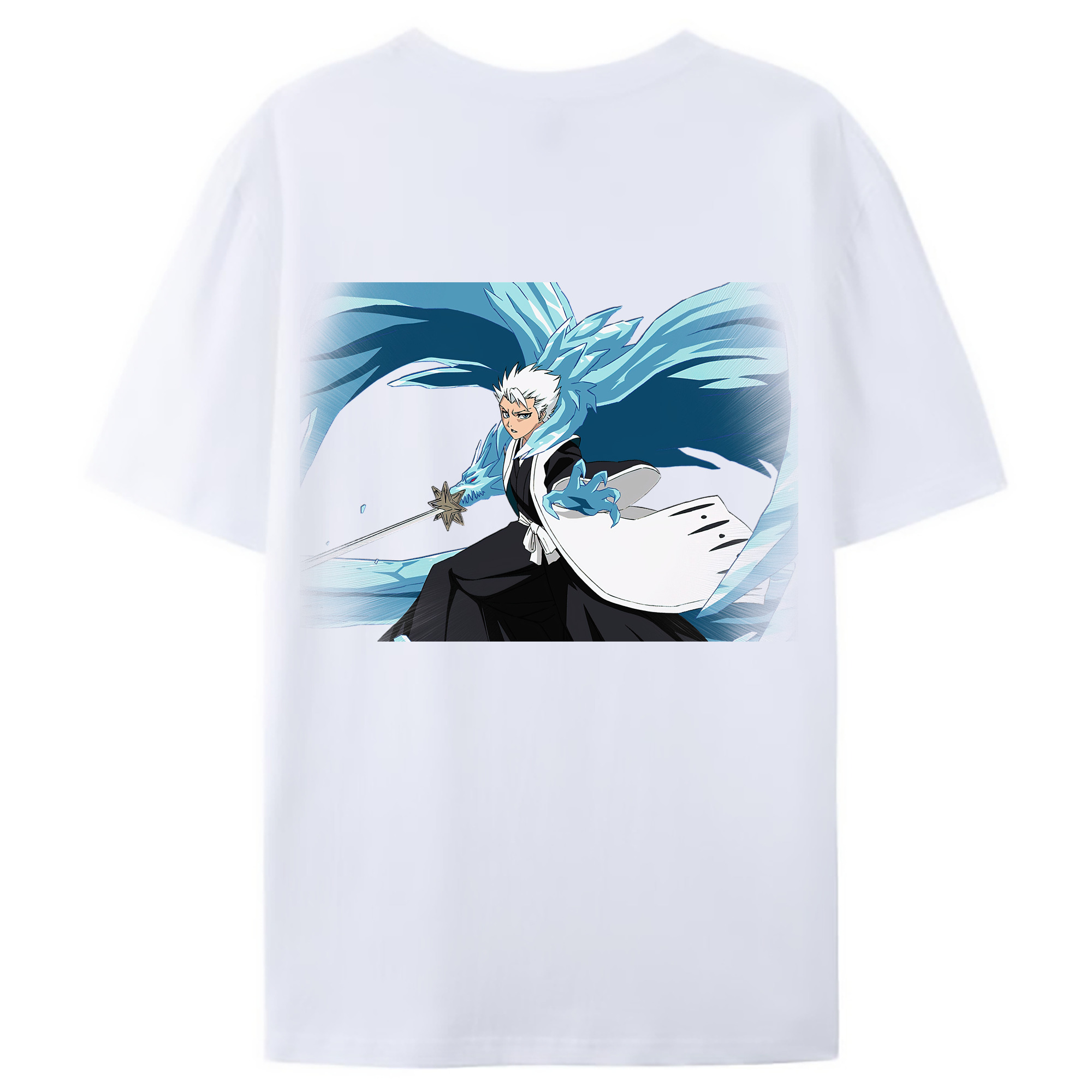 （画像用） ブリーチ 日番谷冬獅郎（ひつがや とうしろう） BLEACH Hitsugaya Toushirou 綿100％ メンズ半袖Tシャツ（バックプリント） 通気性