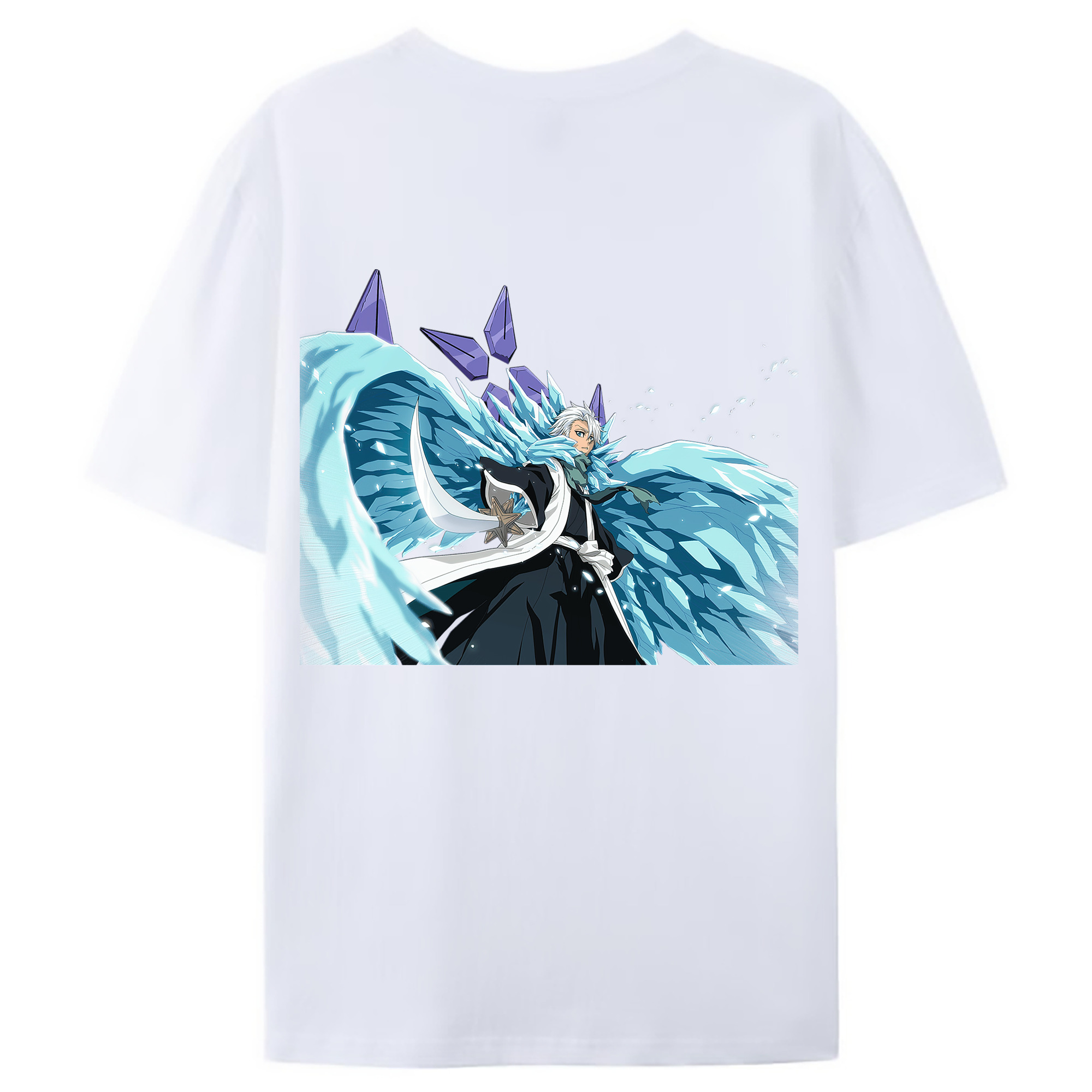 （画像用） ブリーチ 日番谷冬獅郎（ひつがや とうしろう） BLEACH Hitsugaya Toushirou 綿100％ メンズ半袖Tシャツ（バックプリント） 通気性