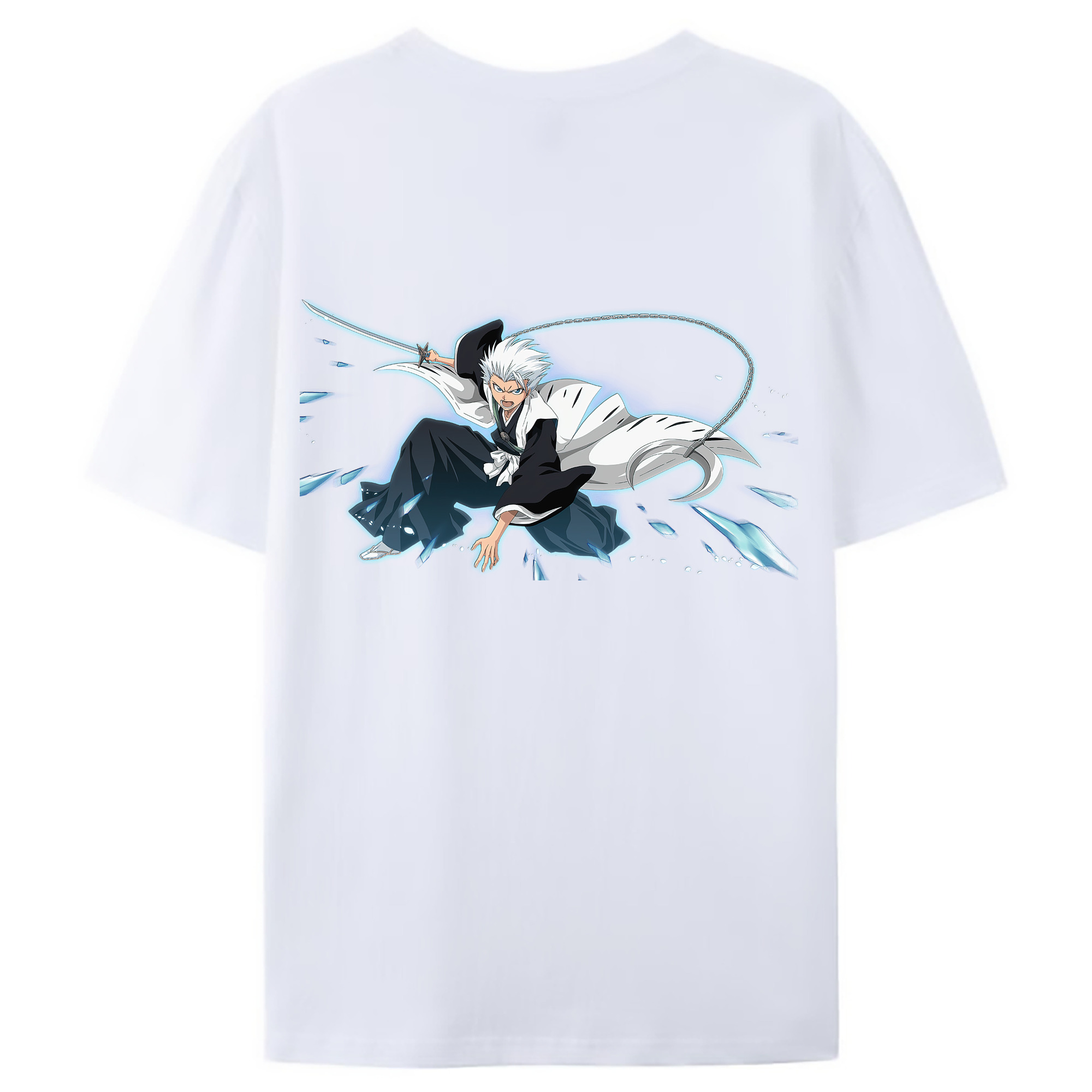 （画像用） ブリーチ 日番谷冬獅郎（ひつがや とうしろう） BLEACH Hitsugaya Toushirou 綿100％ メンズ半袖Tシャツ（バックプリント） 通気性