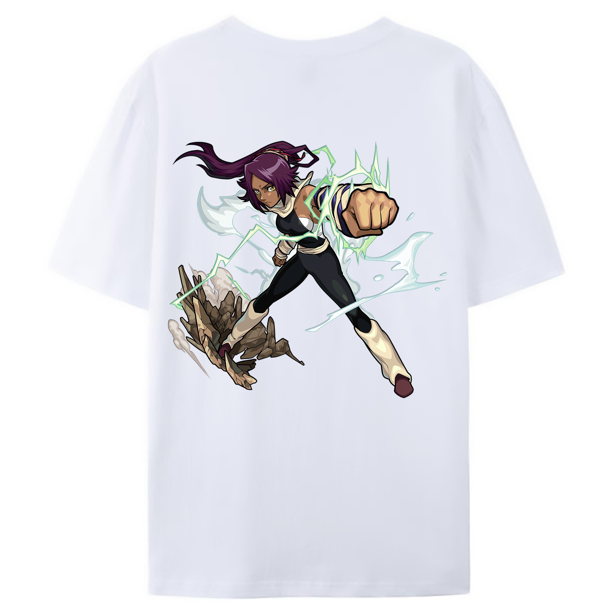 （画像用） ブリーチ 四楓院 夜一（しほういん よるいち） BLEACH Shihouin Yoruichi 綿100％ メンズ半袖Tシャツ（バックプリント） 通気性