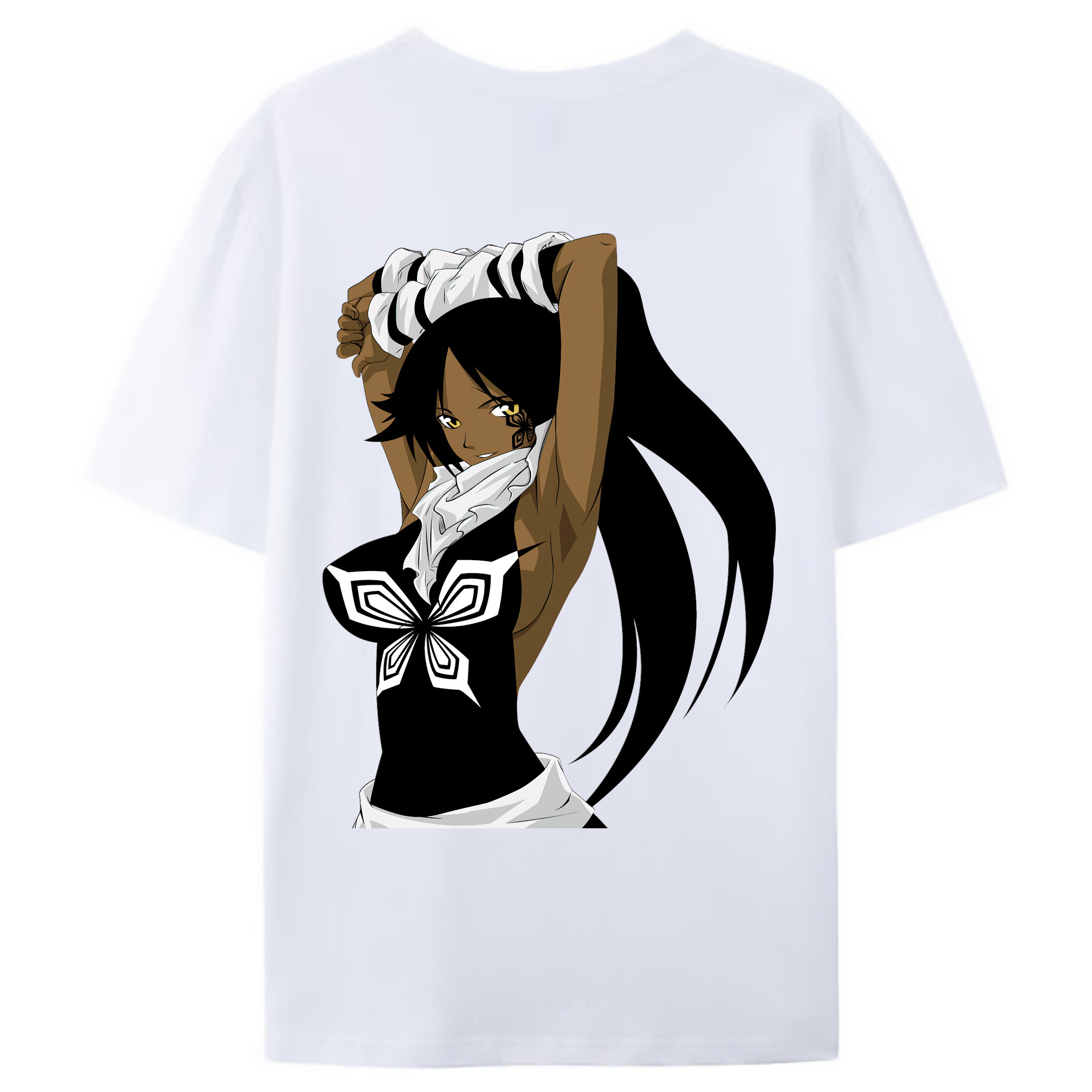 （画像用） ブリーチ 四楓院 夜一（しほういん よるいち） BLEACH Shihouin Yoruichi 綿100％ メンズ半袖Tシャツ（バックプリント） 通気性