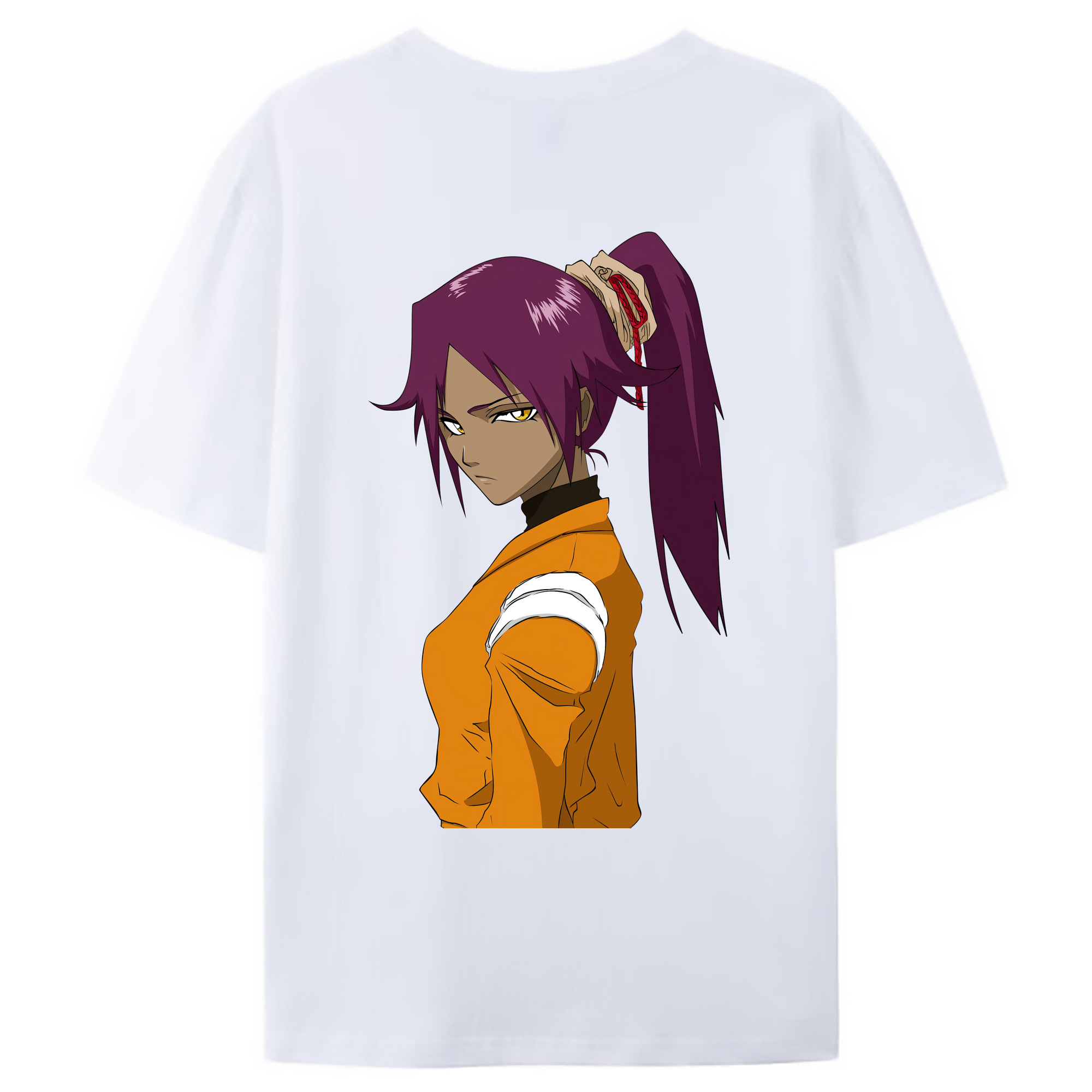 （画像用） ブリーチ 四楓院 夜一（しほういん よるいち） BLEACH Shihouin Yoruichi 綿100％ メンズ半袖Tシャツ（バックプリント） 通気性