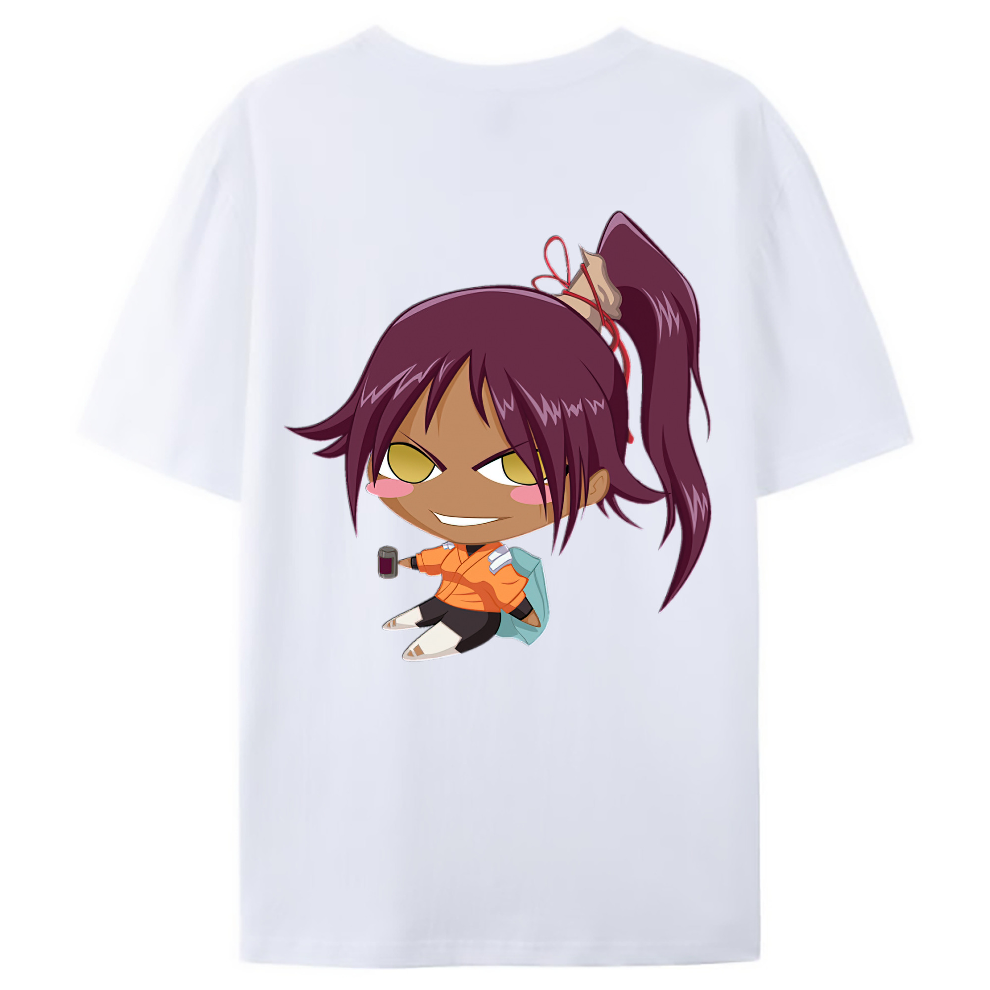 （画像用） ブリーチ 四楓院 夜一（しほういん よるいち） BLEACH Shihouin Yoruichi 綿100％ メンズ半袖Tシャツ（バックプリント） 通気性