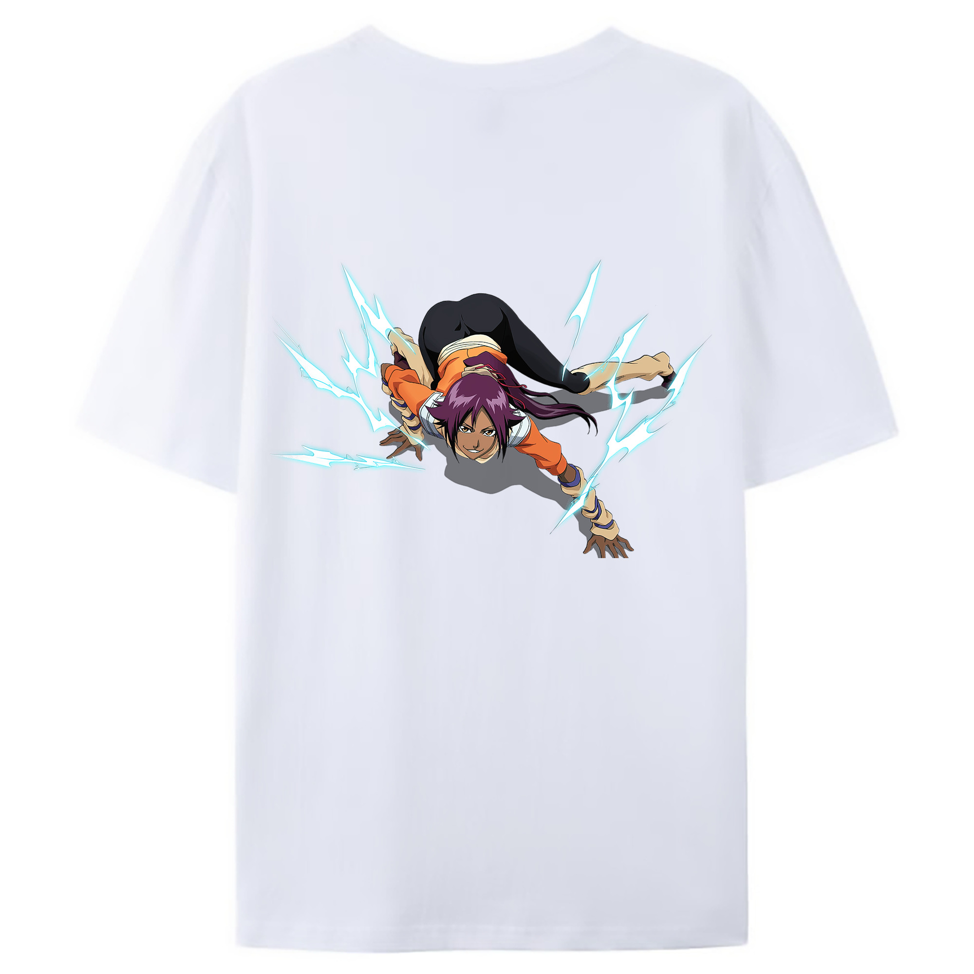 （画像用） ブリーチ 四楓院 夜一（しほういん よるいち） BLEACH Shihouin Yoruichi 綿100％ メンズ半袖Tシャツ（バックプリント） 通気性
