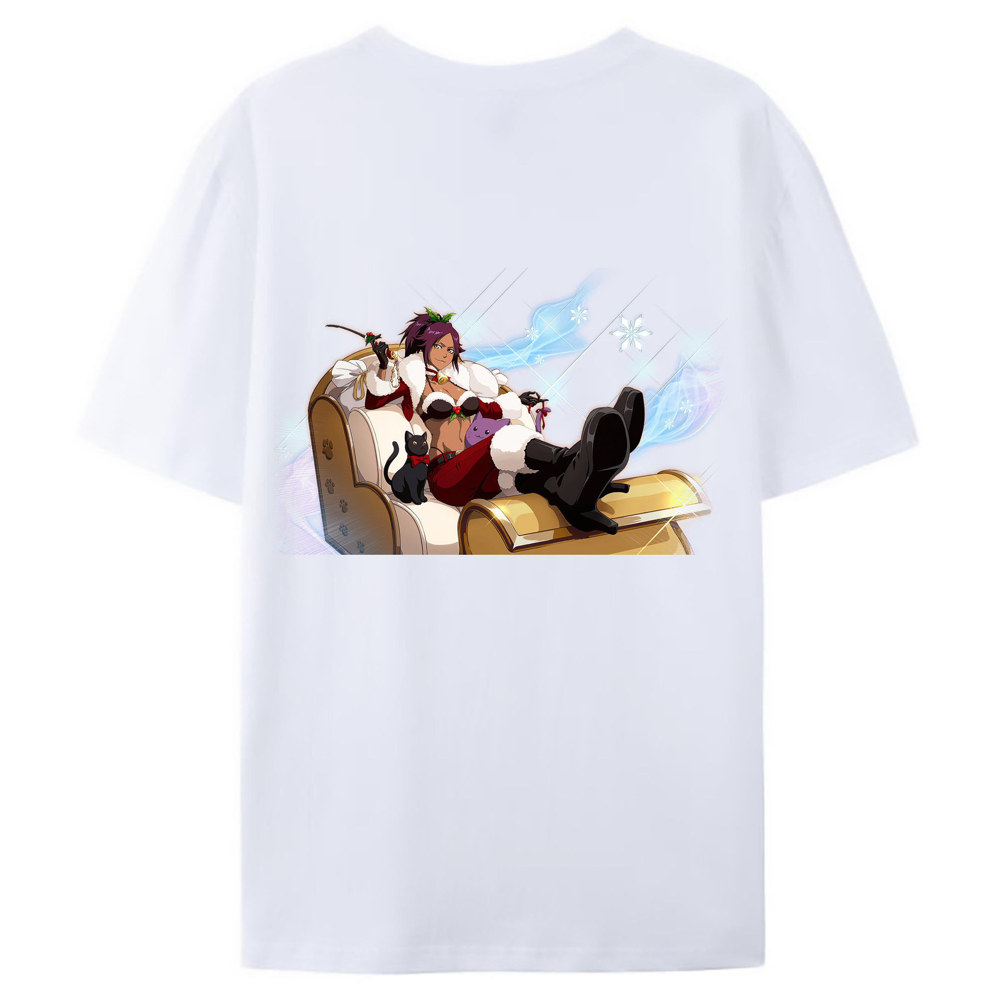 （画像用） ブリーチ 四楓院 夜一（しほういん よるいち） BLEACH Shihouin Yoruichi 綿100％ メンズ半袖Tシャツ（バックプリント） 通気性