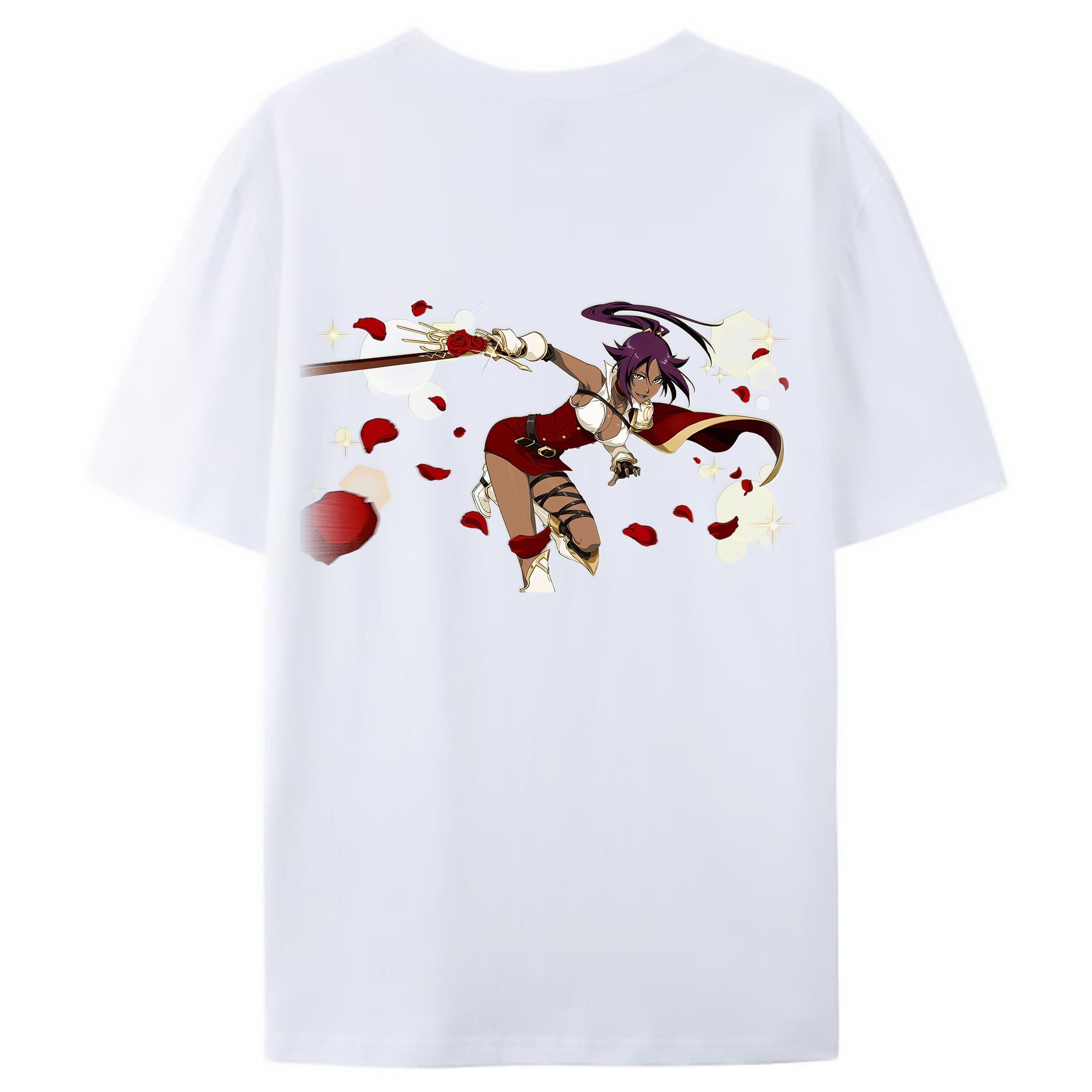 （画像用） ブリーチ 四楓院 夜一（しほういん よるいち） BLEACH Shihouin Yoruichi 綿100％ メンズ半袖Tシャツ（バックプリント） 通気性