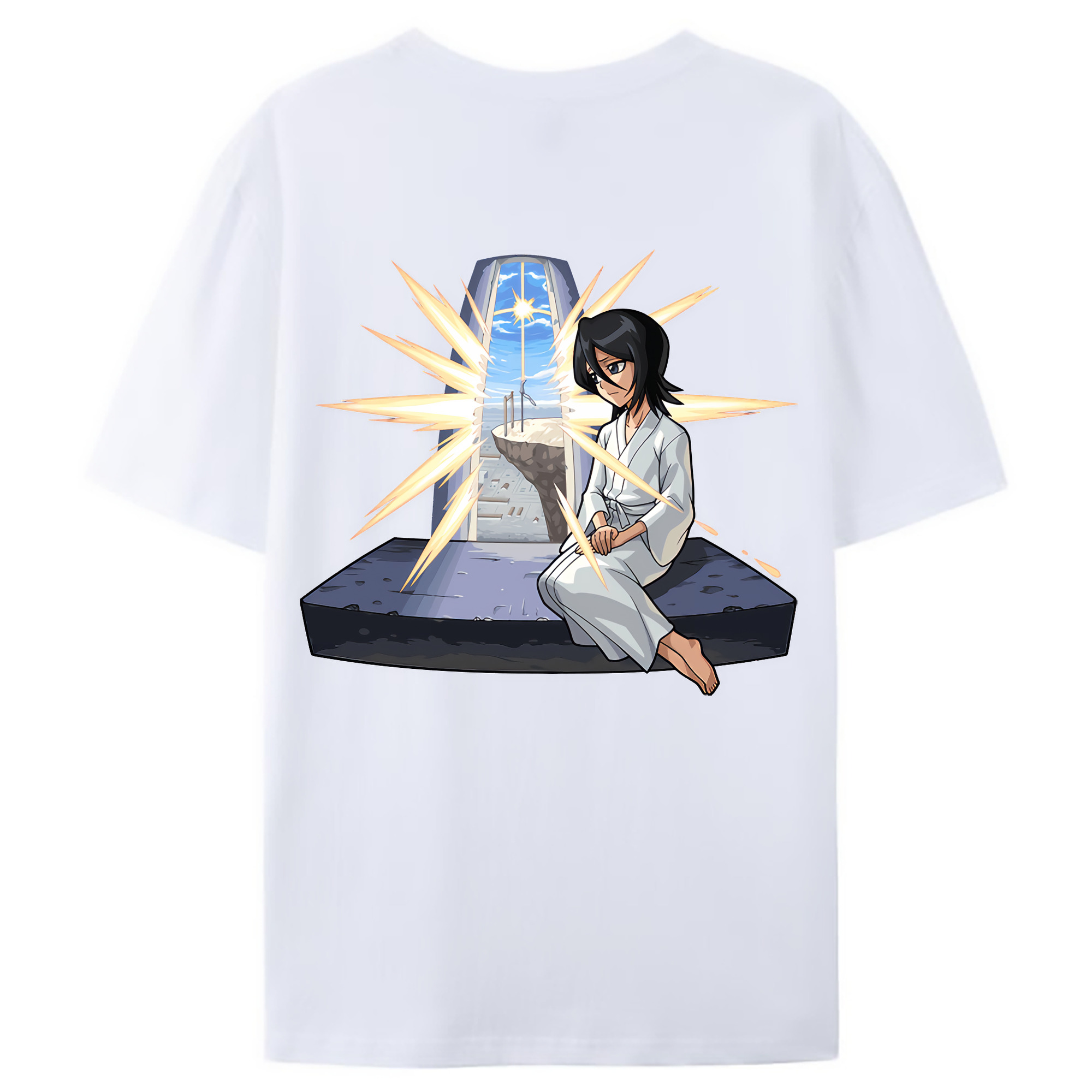 （画像用） ブリーチ 朽木ルキア BLEACH Kuchiki Rukia 綿100％ メンズ半袖Tシャツ（バックプリント） 通気性