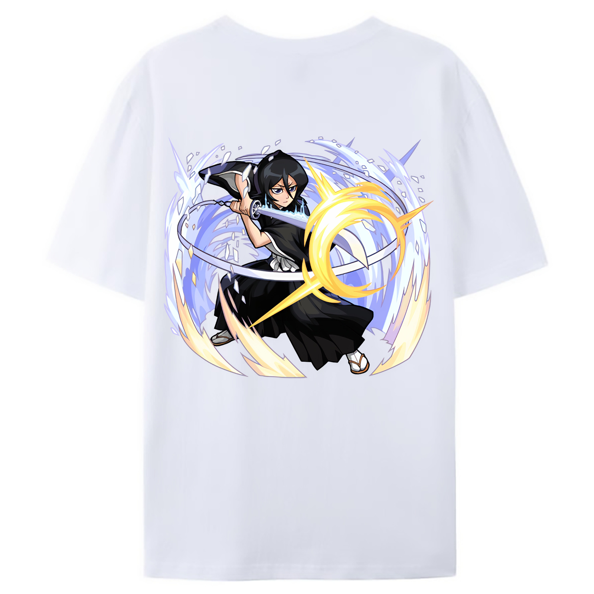 （画像用） ブリーチ 朽木ルキア BLEACH Kuchiki Rukia 綿100％ メンズ半袖Tシャツ（バックプリント） 通気性