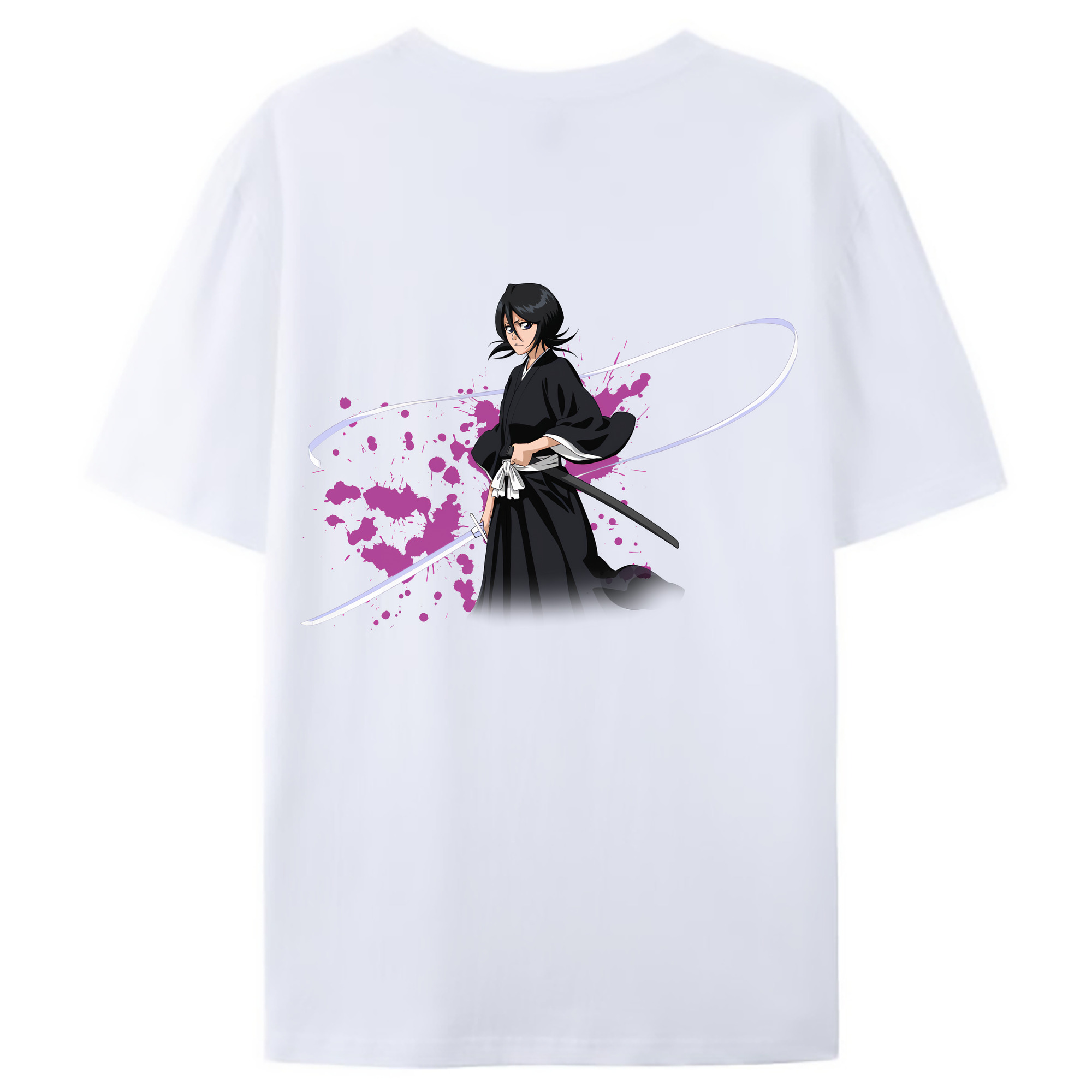 （画像用） ブリーチ 朽木ルキア BLEACH Kuchiki Rukia 綿100％ メンズ半袖Tシャツ（バックプリント） 通気性