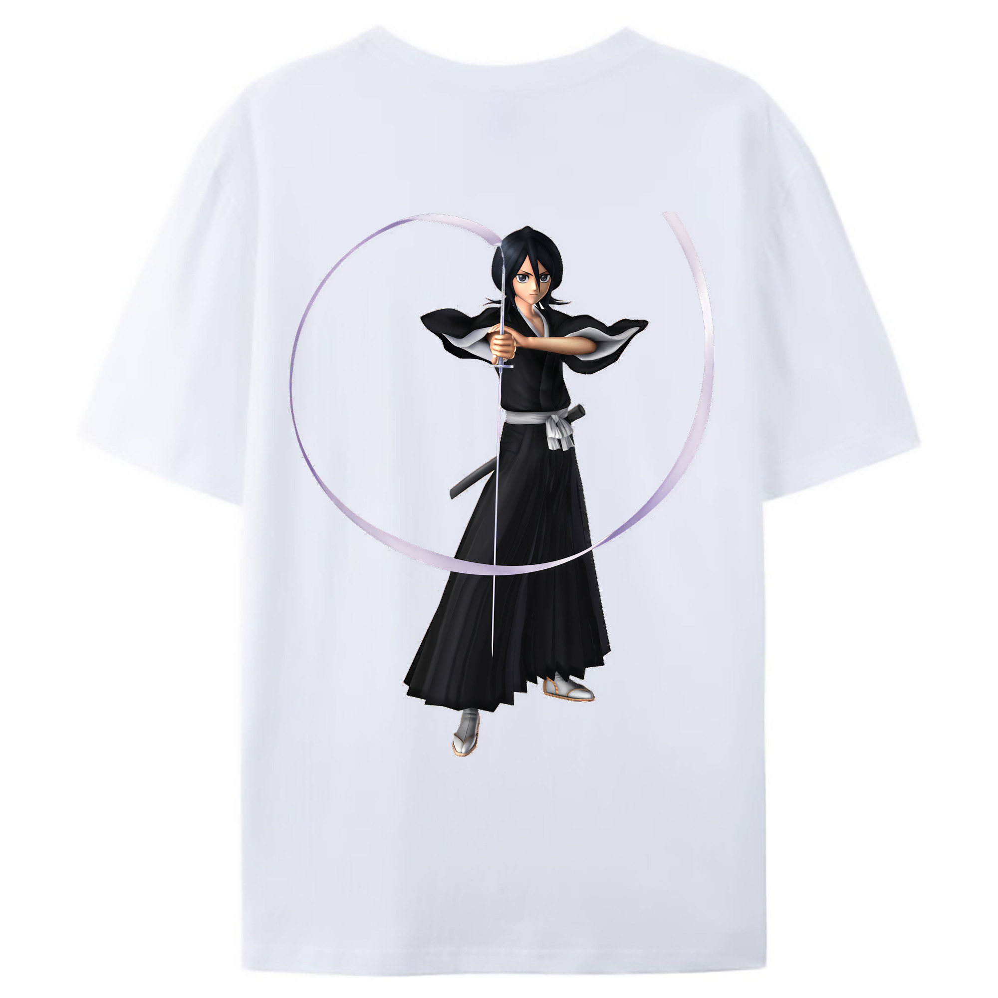 （画像用） ブリーチ 朽木ルキア BLEACH Kuchiki Rukia 綿100％ メンズ半袖Tシャツ（バックプリント） 通気性