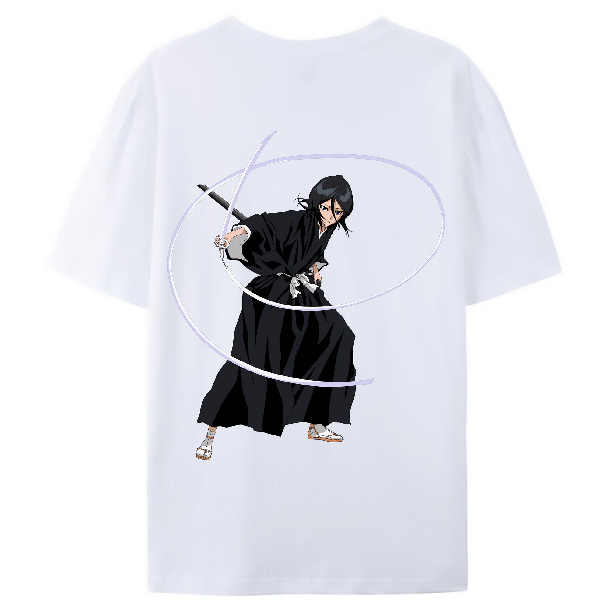 （画像用） ブリーチ 朽木ルキア BLEACH Kuchiki Rukia 綿100％ メンズ半袖Tシャツ（バックプリント） 通気性