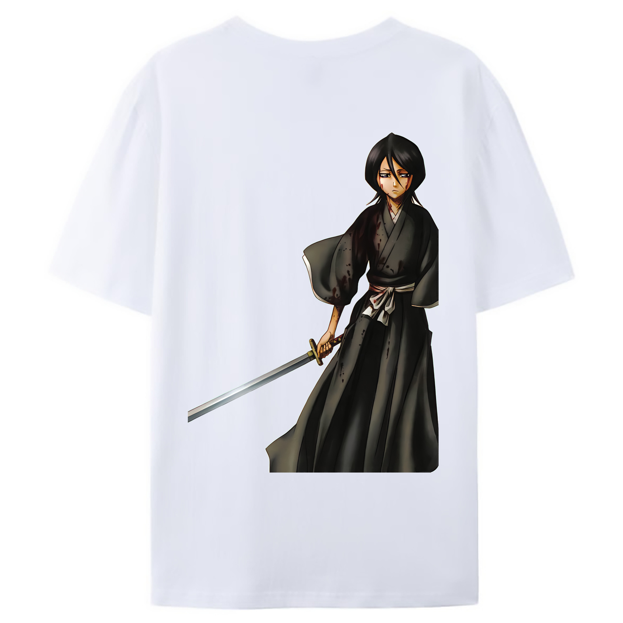 （画像用） ブリーチ 朽木ルキア BLEACH Kuchiki Rukia 綿100％ メンズ半袖Tシャツ（バックプリント） 通気性
