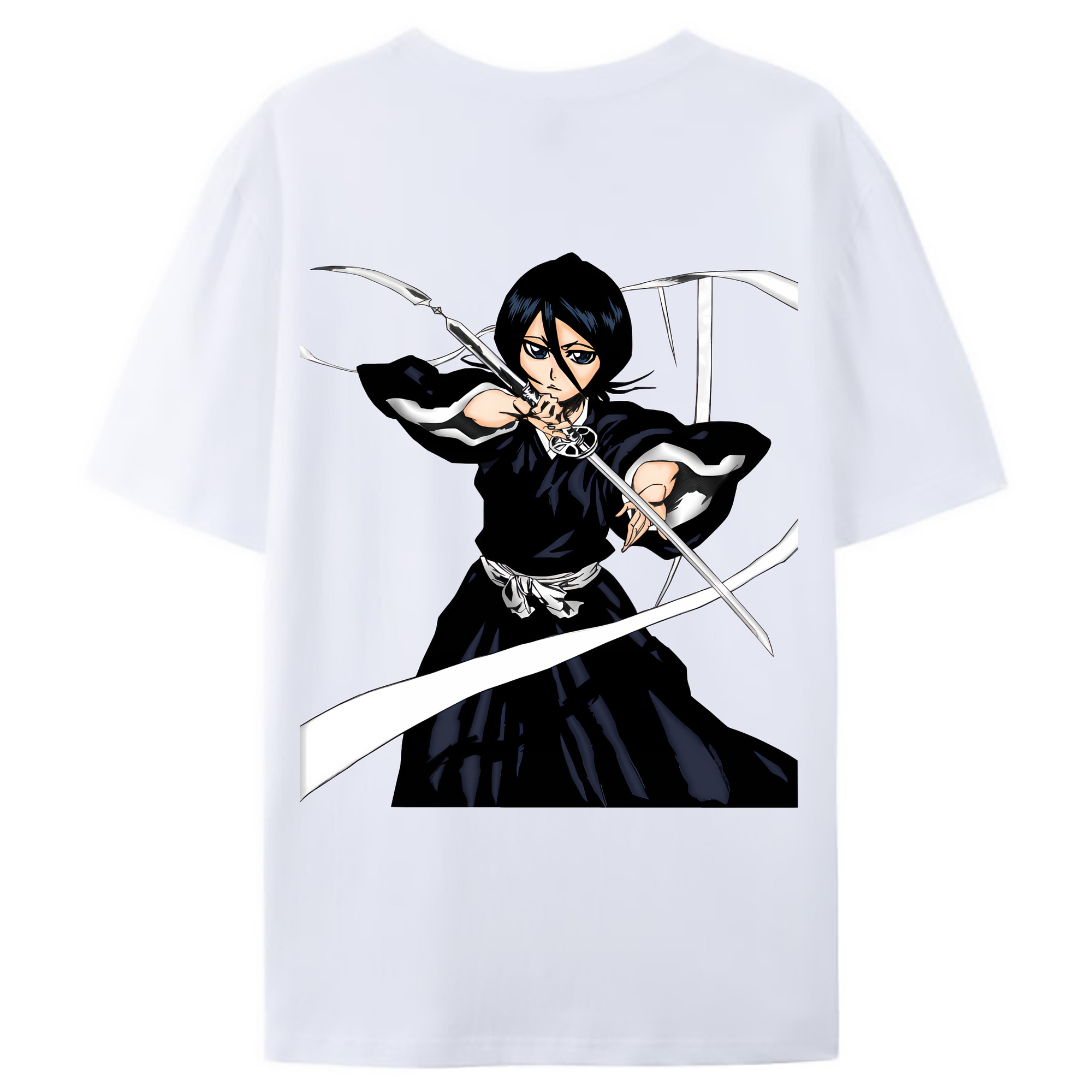 （画像用） ブリーチ 朽木ルキア BLEACH Kuchiki Rukia 綿100％ メンズ半袖Tシャツ（バックプリント） 通気性