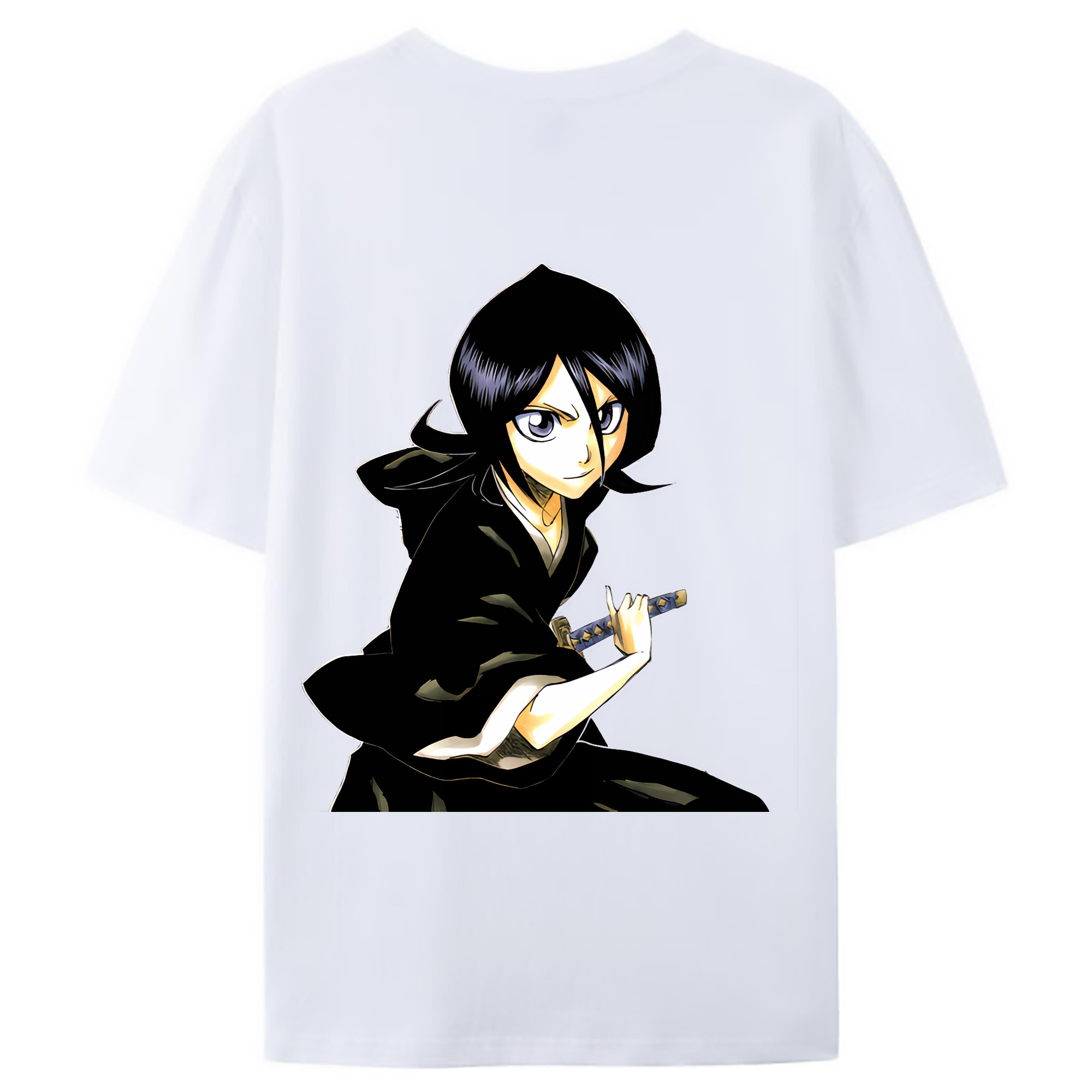 （画像用） ブリーチ 朽木ルキア BLEACH Kuchiki Rukia 綿100％ メンズ半袖Tシャツ（バックプリント） 通気性