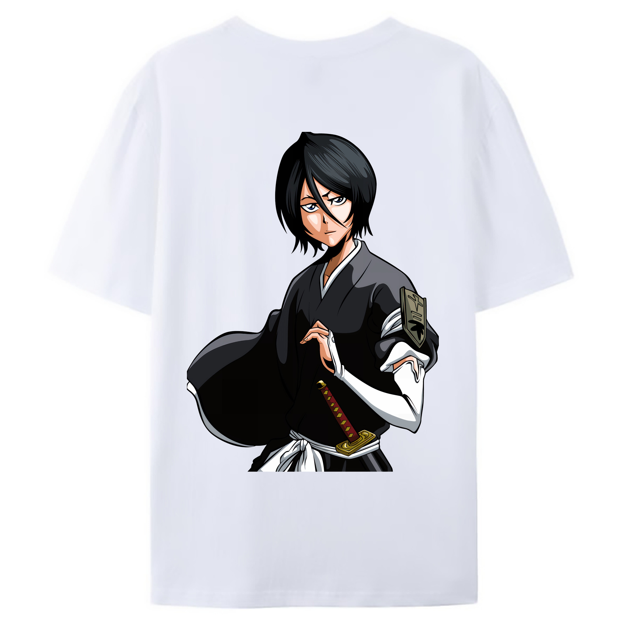 （画像用） ブリーチ 朽木ルキア BLEACH Kuchiki Rukia 綿100％ メンズ半袖Tシャツ（バックプリント） 通気性